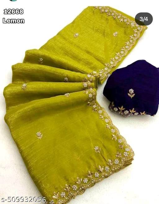 Gullak Chiffon Embroidered Saree With Unstitched Blouse Piece ( Yellow ) Gullak Chiffon Embroidered Saree With Unstitched Blouse Piece ( Yellow )