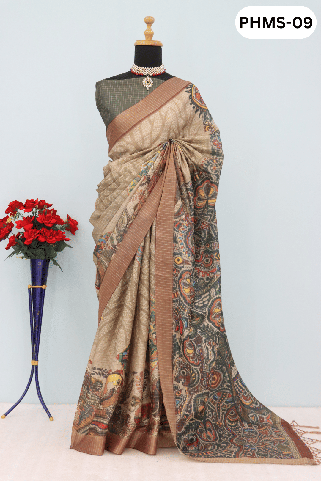    			Gullak Mysore Silk Printed Saree With Unstitched Blouse Piece ( Multicolor )