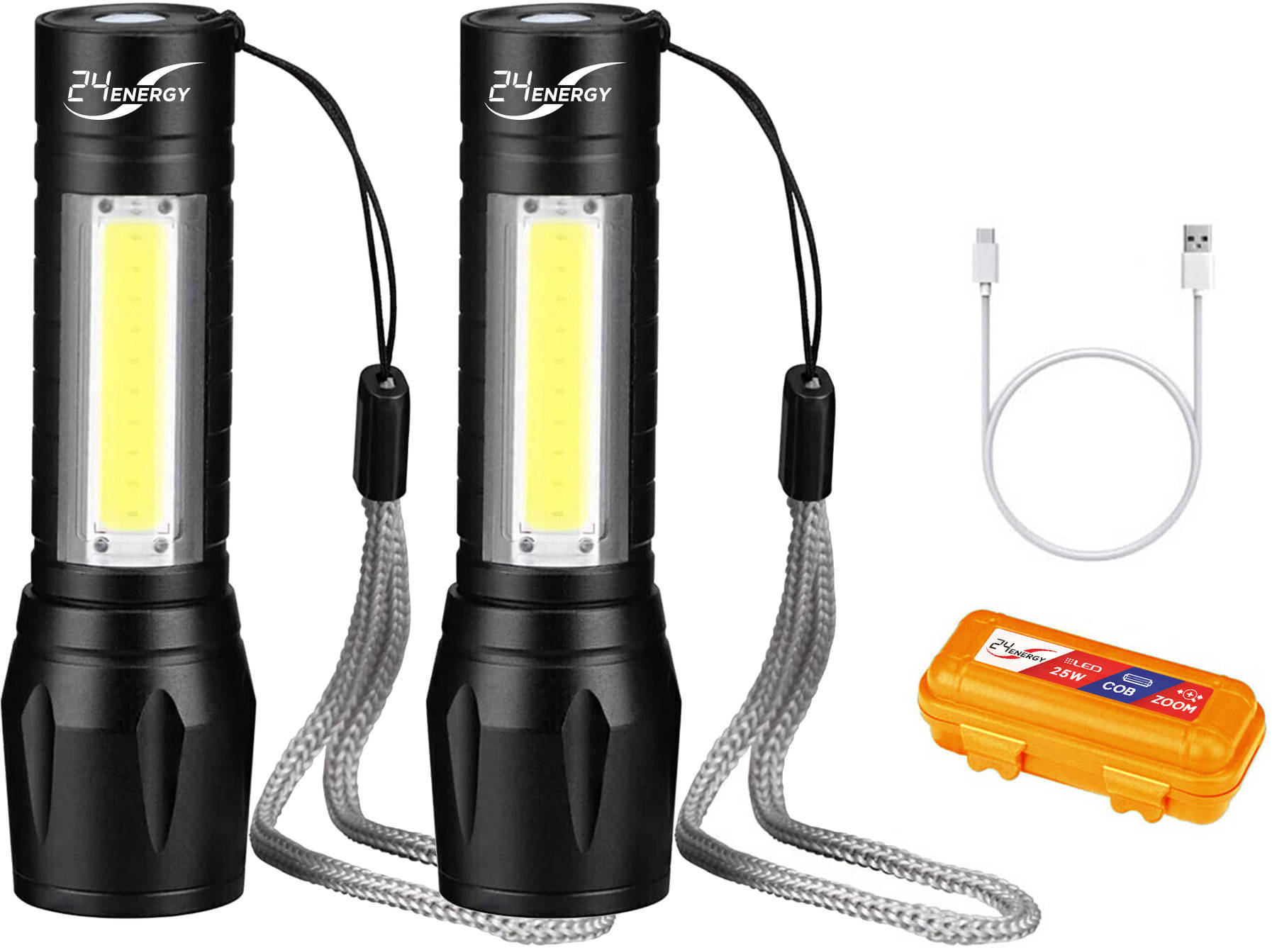    			24 ENERGY - 25W Rechargeable Flashlight Torch ( Pack of 2 )