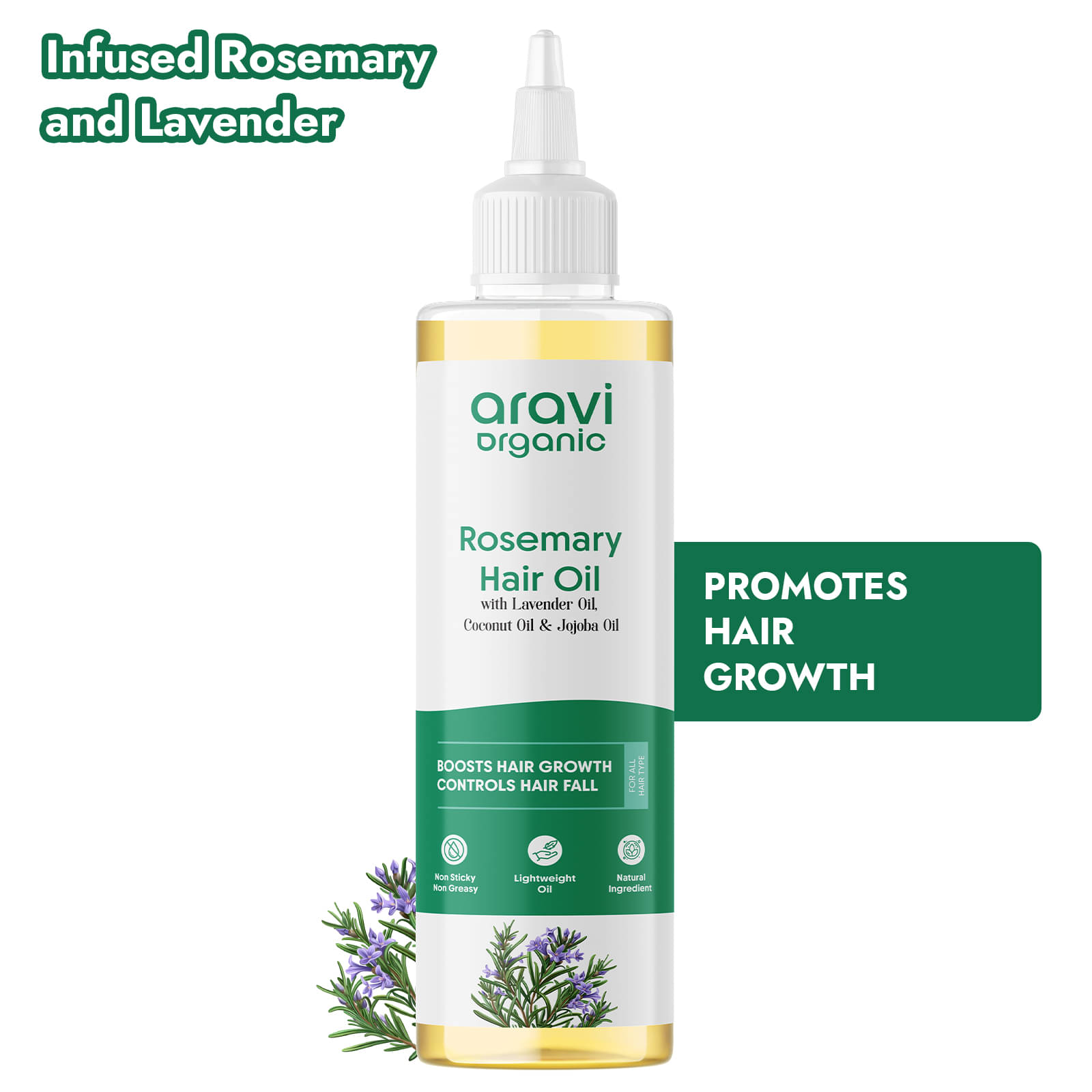 Aravi Organic Rosemary Lavender Hair Oil For Healthy Hair Scalp Pure & Natural , 200 ml Aravi Organic Rosemary Lavender Hair Oil For Healthy Hair Scalp Pure & Natural , 200 ml