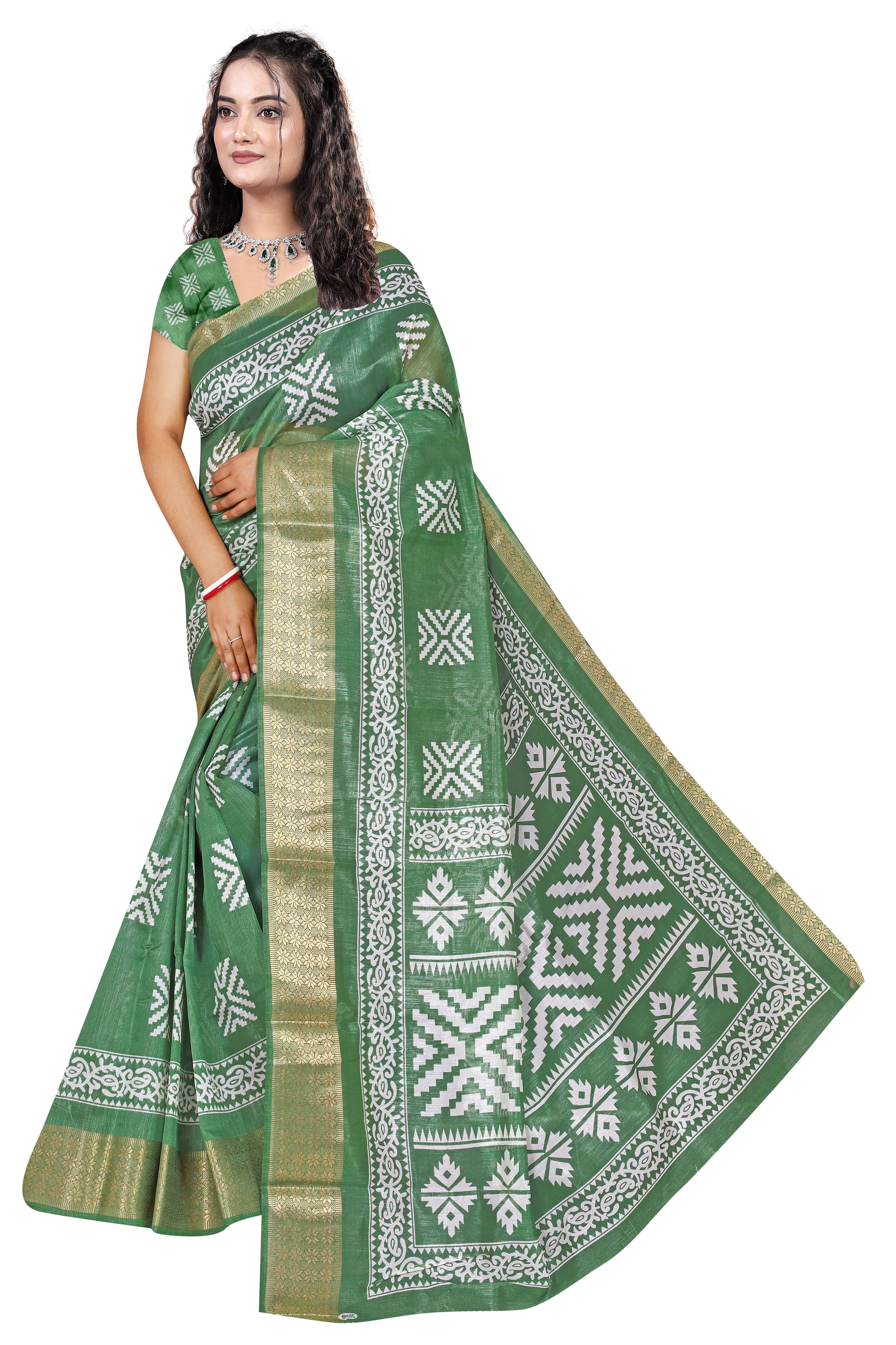 Gullak Art Silk Printed Bandhani Sarees With Unstitched Blouse Piece ( Green ) Gullak Art Silk Printed Bandhani Sarees With Unstitched Blouse Piece ( Green )
