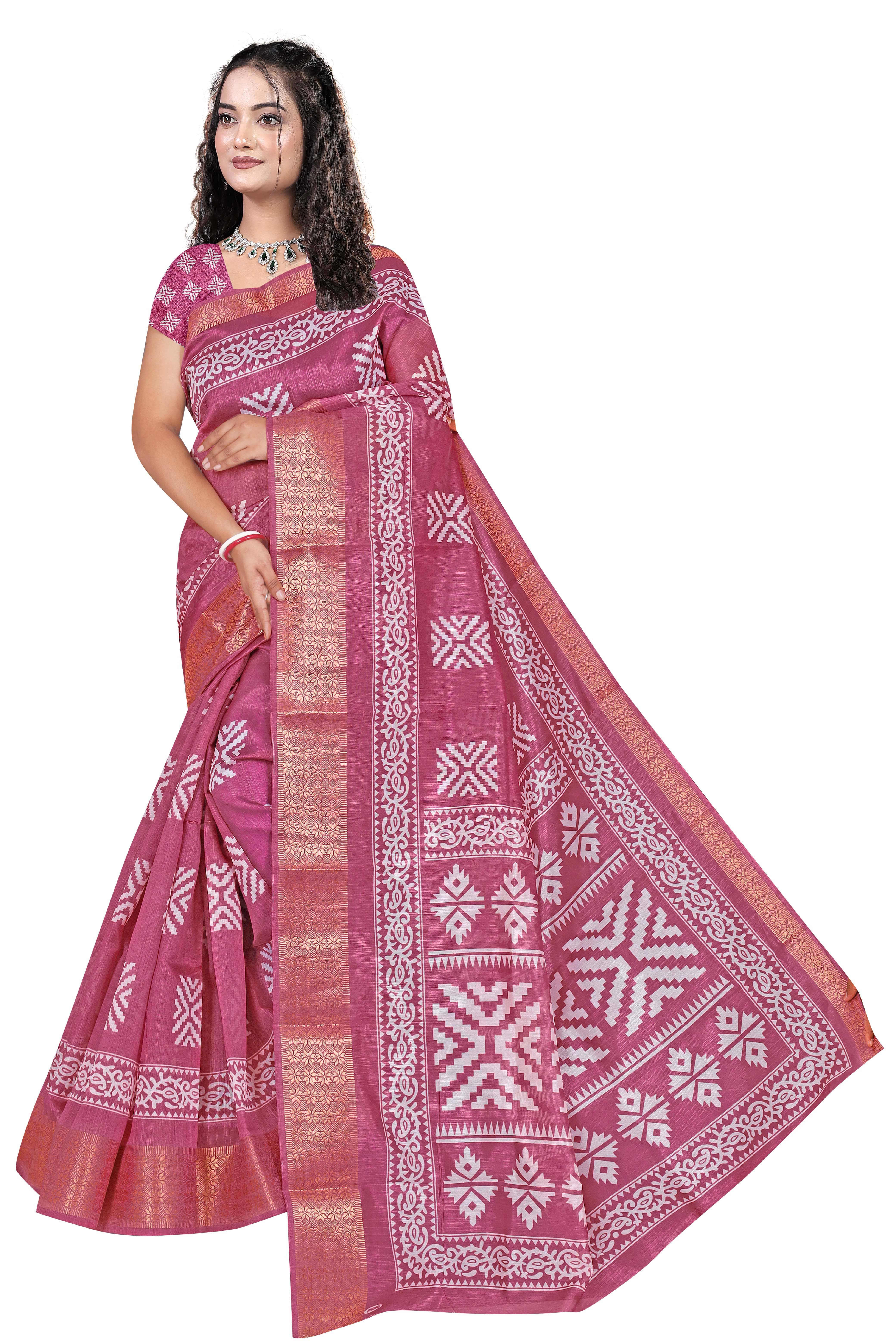 Gullak Art Silk Printed Bandhani Sarees With Unstitched Blouse Piece ( Pink ) Gullak Art Silk Printed Bandhani Sarees With Unstitched Blouse Piece ( Pink )
