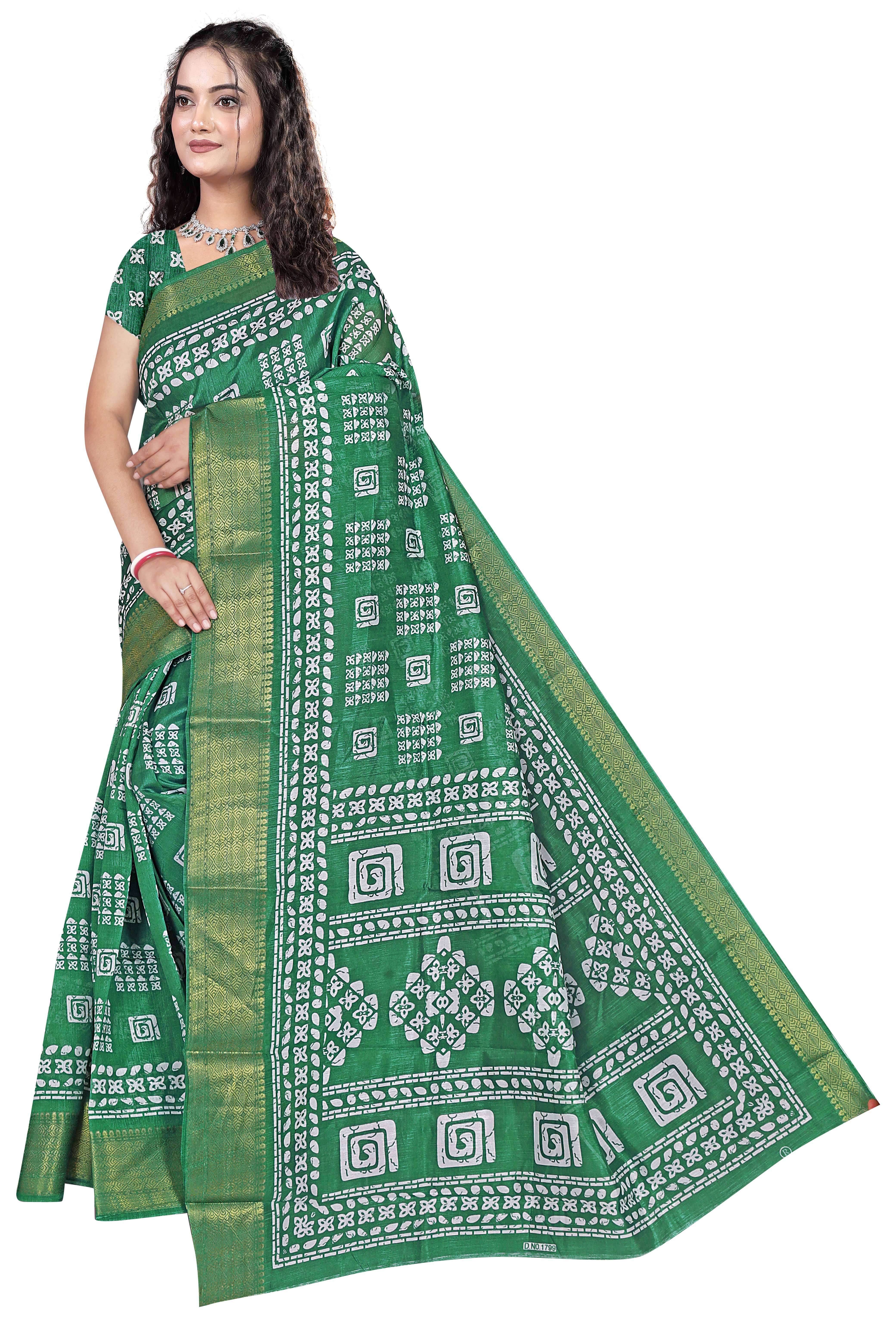 Gullak Art Silk Printed Bandhani Sarees With Unstitched Blouse Piece ( Green ) Gullak Art Silk Printed Bandhani Sarees With Unstitched Blouse Piece ( Green )