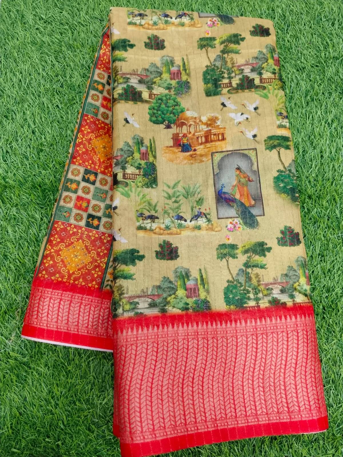 Gullak Art Silk Printed Phulkari saree With Unstitched Blouse Piece ( Multicolor ) Gullak Art Silk Printed Phulkari saree With Unstitched Blouse Piece ( Multicolor )