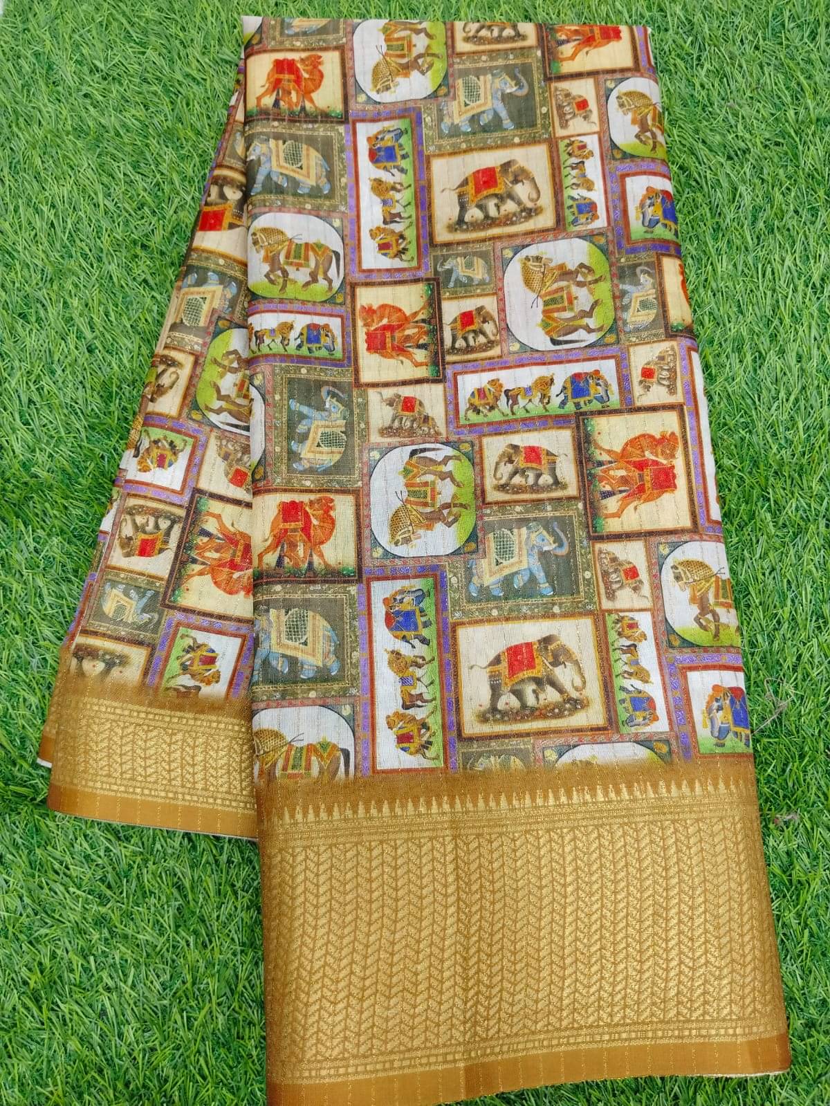 Gullak Art Silk Printed Phulkari saree With Unstitched Blouse Piece ( Multicolor ) Gullak Art Silk Printed Phulkari saree With Unstitched Blouse Piece ( Multicolor )