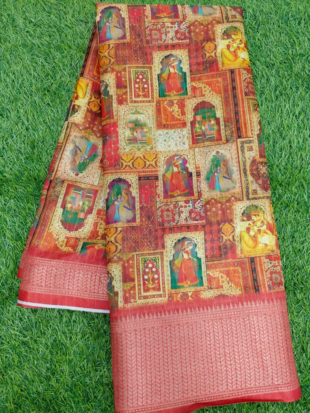     			Gullak Art Silk Printed Phulkari saree With Unstitched Blouse Piece ( Multicolor )