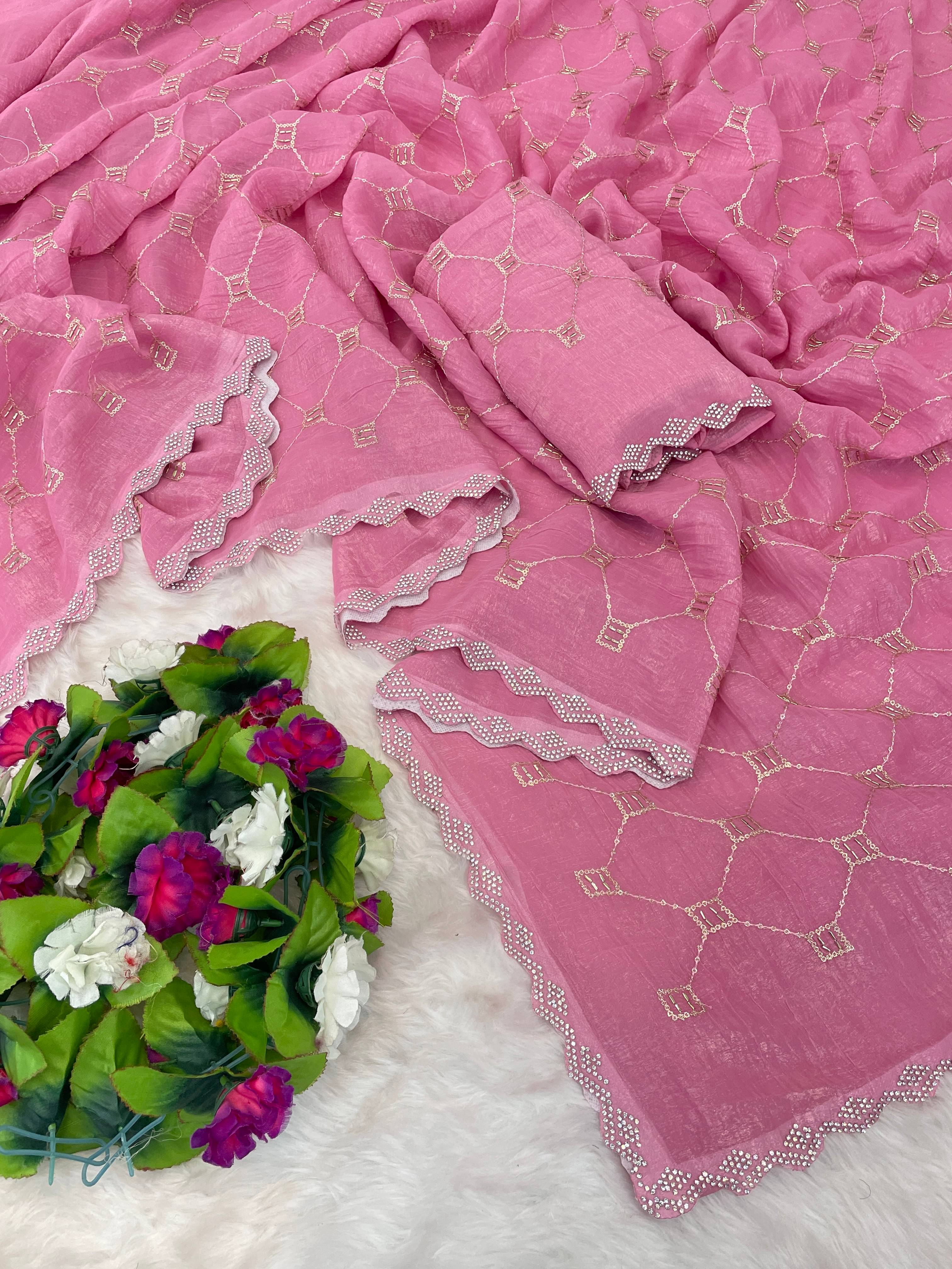 Gullak Chiffon Embellished Banarasi saree With Unstitched Blouse Piece ( Multicolor ) Gullak Chiffon Embellished Banarasi saree With Unstitched Blouse Piece ( Multicolor )