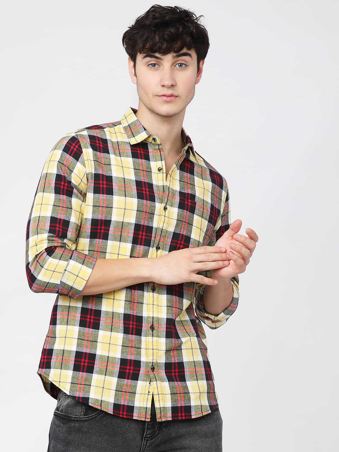Highlander 100% Cotton Slim Fit Checks Full Sleeves Men's Casual Shirt - Multi ( Pack of 1 )