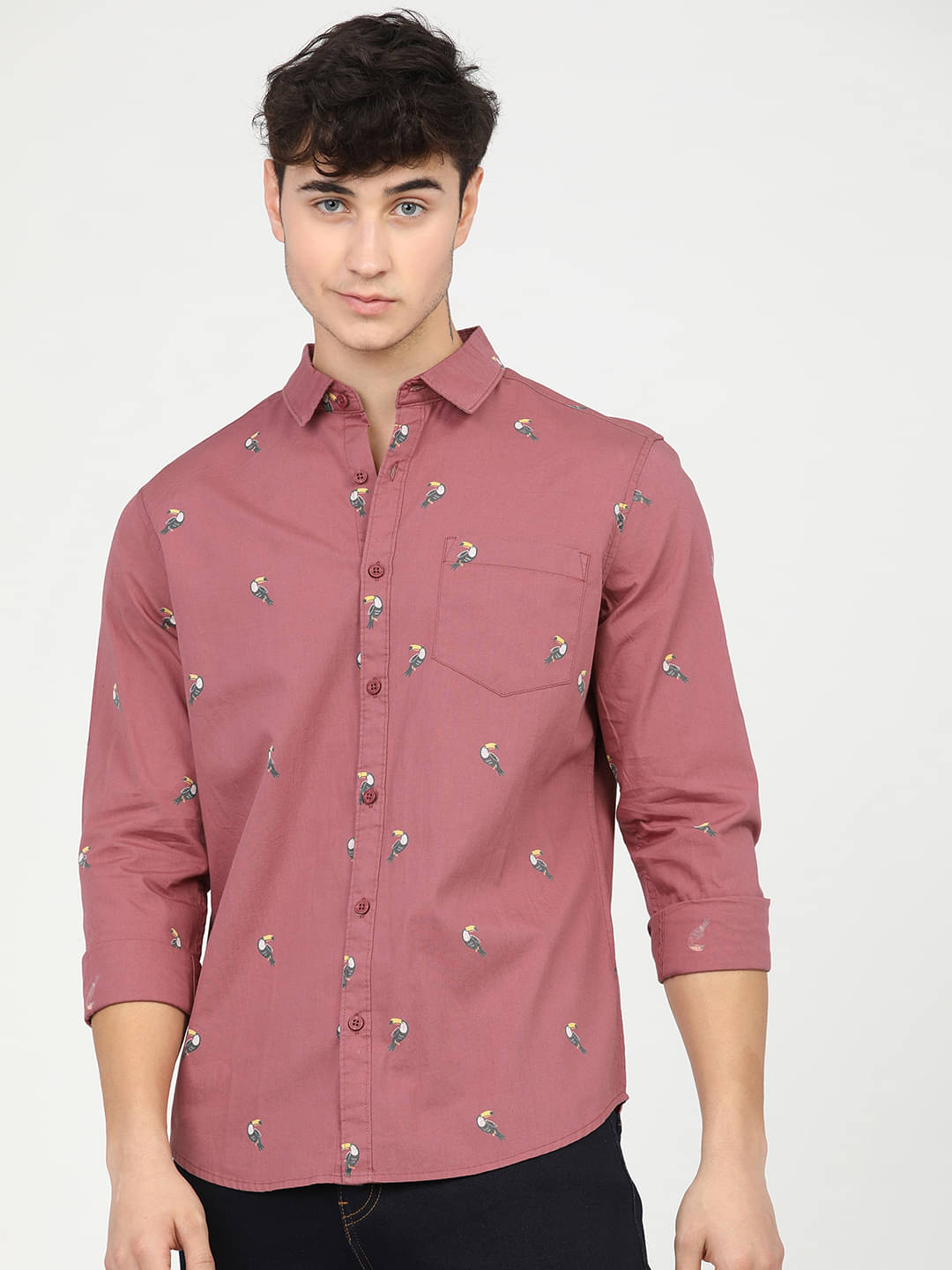 Highlander 100% Cotton Slim Fit Printed Full Sleeves Men's Casual Shirt - Mauve ( Pack of 1 )     			Highlander 100% Cotton Slim Fit Printed Full Sleeves Men's Casual Shirt - Mauve ( Pack of 1 )