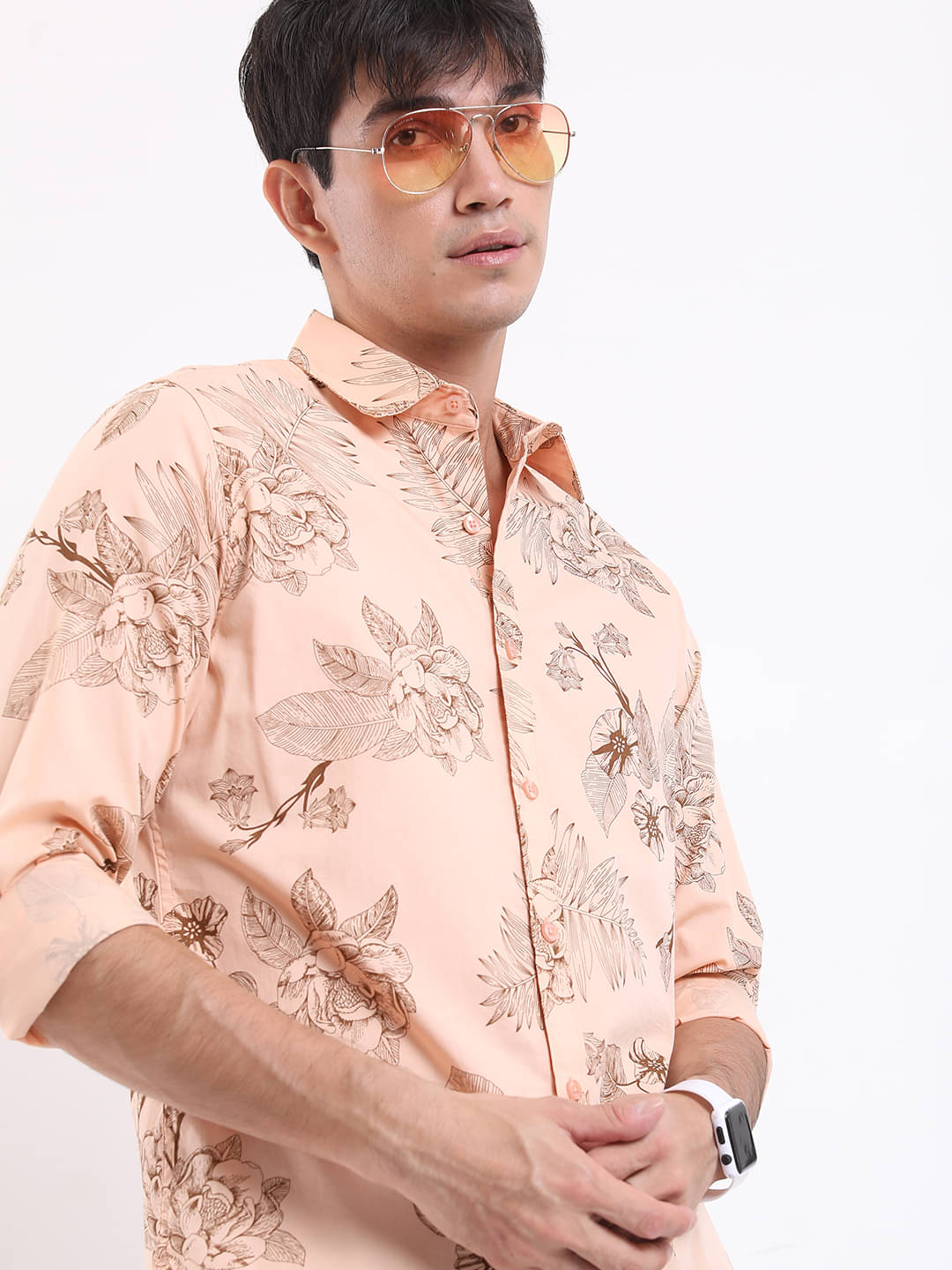Highlander 100% Cotton Slim Fit Printed Full Sleeves Men's Casual Shirt - Peach ( Pack of 1 ) Highlander 100% Cotton Slim Fit Printed Full Sleeves Men's Casual Shirt - Peach ( Pack of 1 )