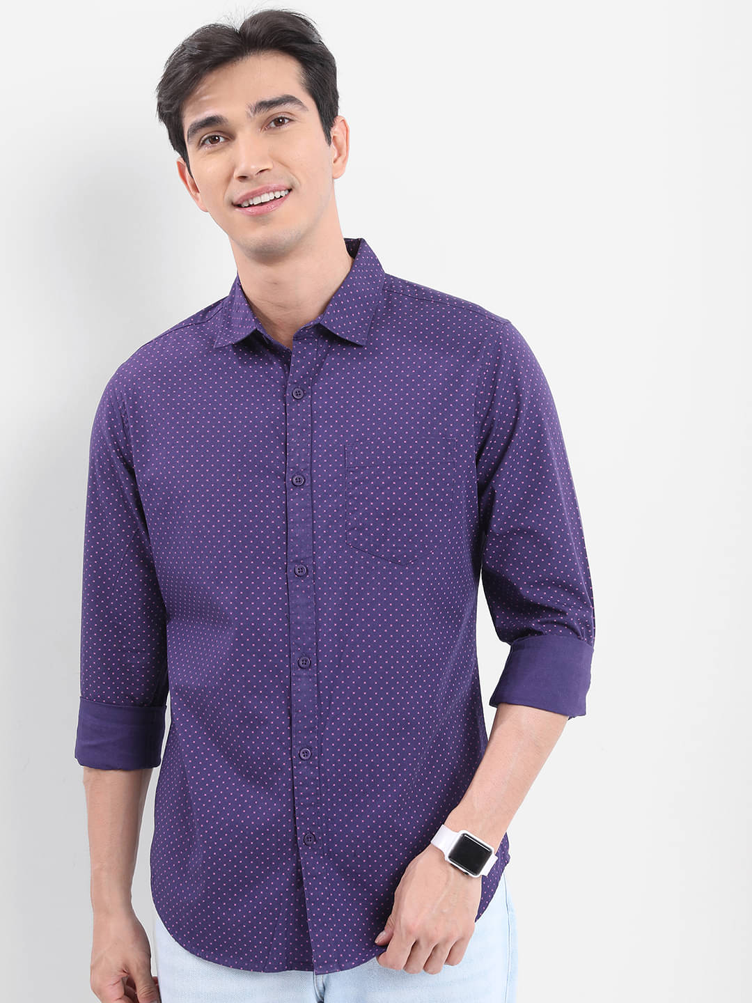     			Highlander 100% Cotton Slim Fit Printed Full Sleeves Men's Casual Shirt - Purple ( Pack of 1 )
