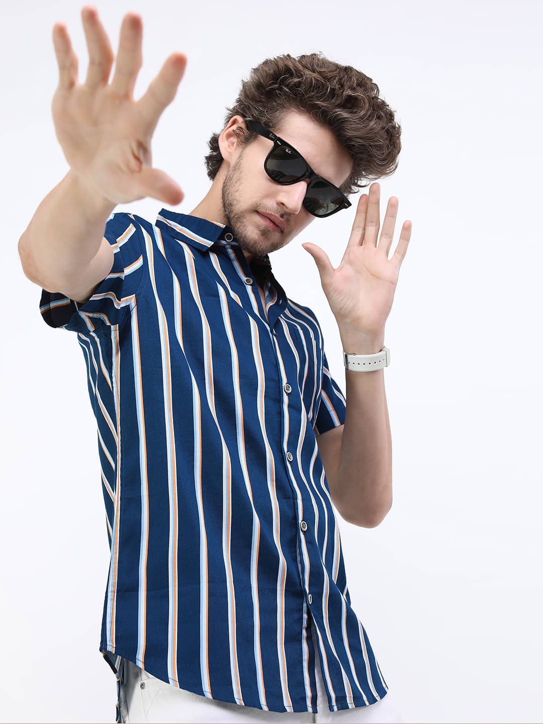 Highlander 100% Cotton Slim Fit Striped Half Sleeves Men's Casual Shirt - Teal ( Pack of 1 )     			Highlander 100% Cotton Slim Fit Striped Half Sleeves Men's Casual Shirt - Teal ( Pack of 1 )