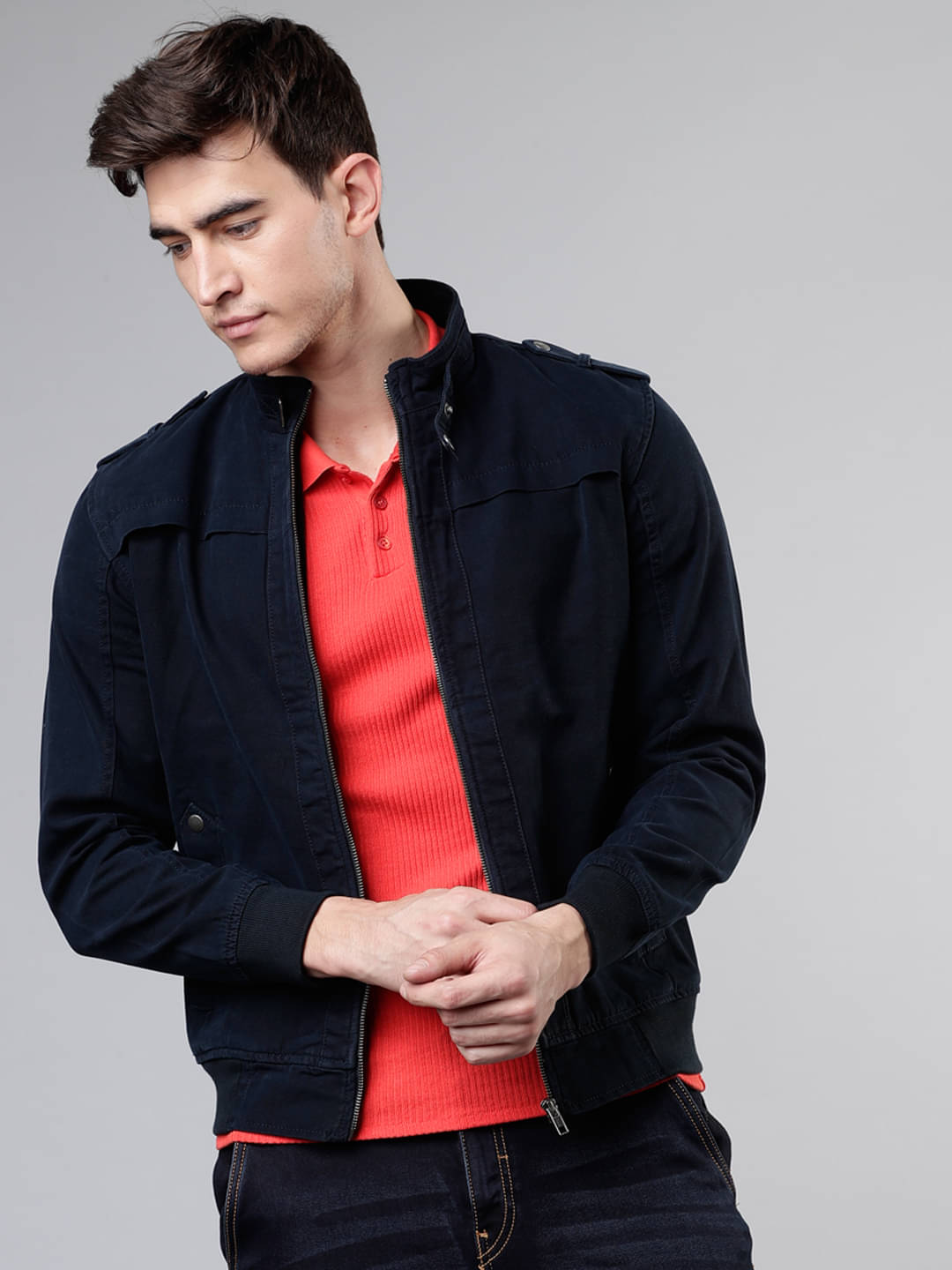 Highlander Cotton Men's Casual Jacket - Navy Blue ( Pack of 1 ) Highlander Cotton Men's Casual Jacket - Navy Blue ( Pack of 1 )