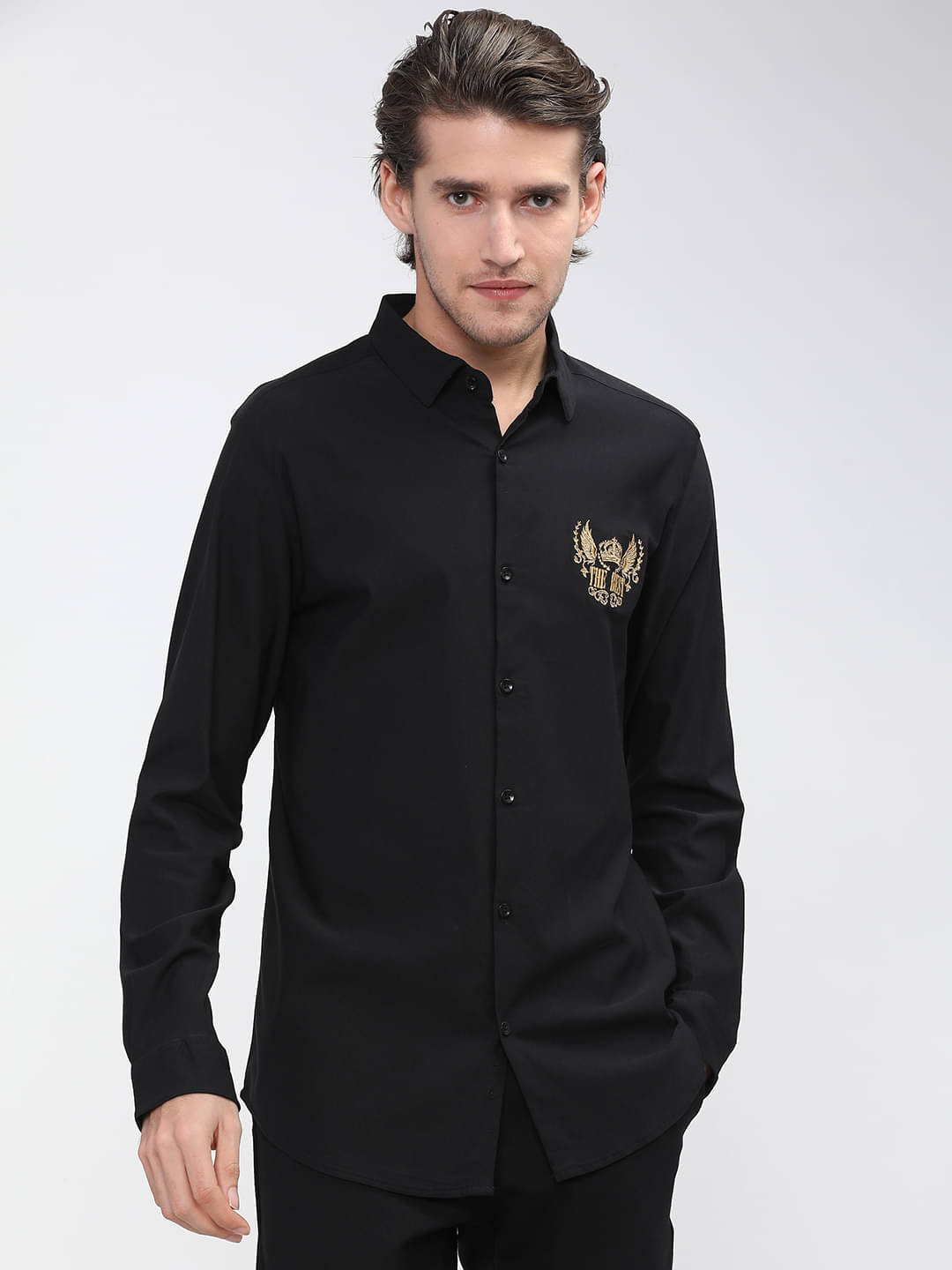     			Highlander Denim Slim Fit Printed Full Sleeves Men's Casual Shirt - Black ( Pack of 1 )