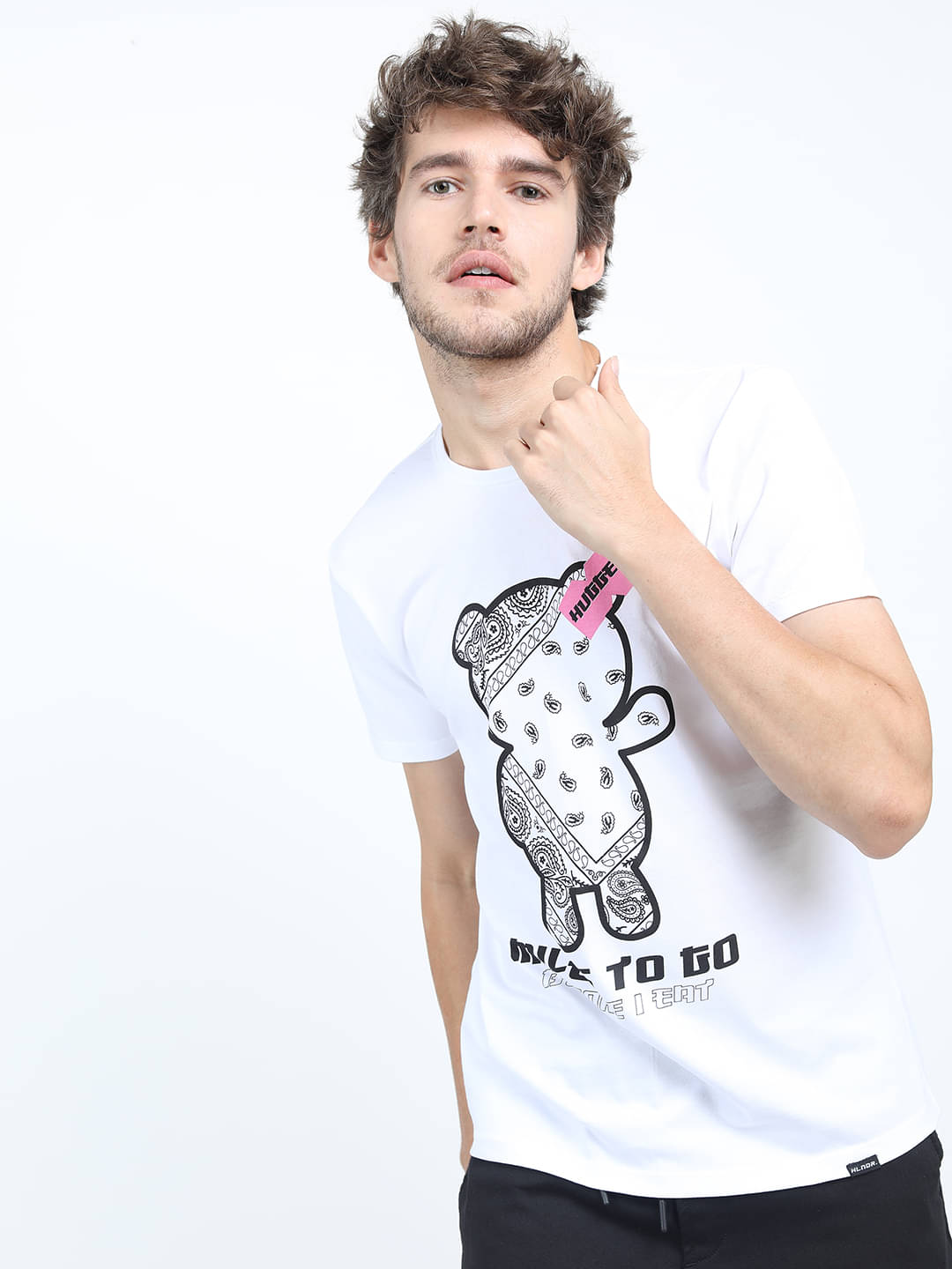     			Highlander Men Cotton Slim Fit Printed T-Shirt ( White )