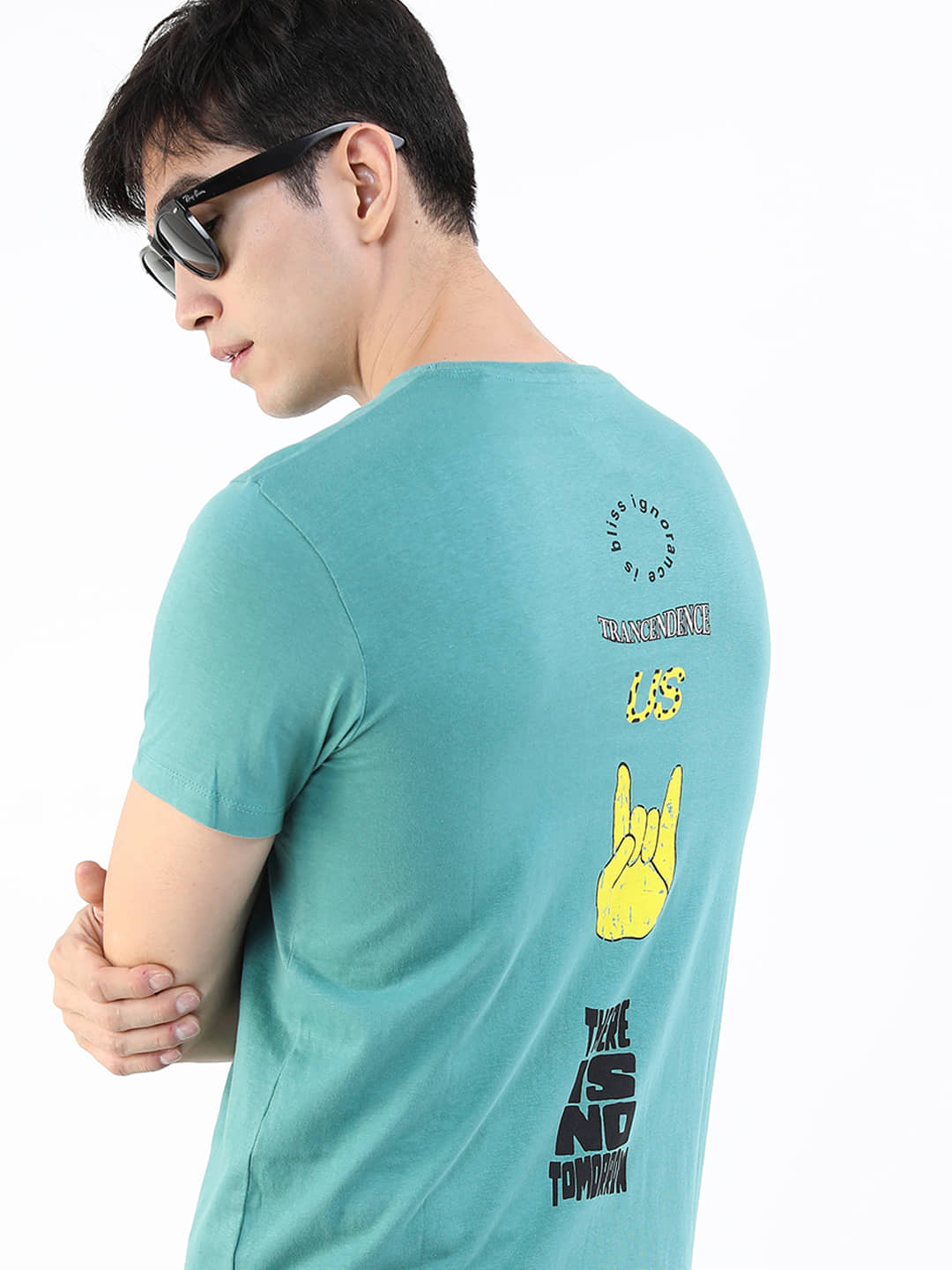 Highlander Men Cotton Slim Fit Printed T-Shirt ( Teal )