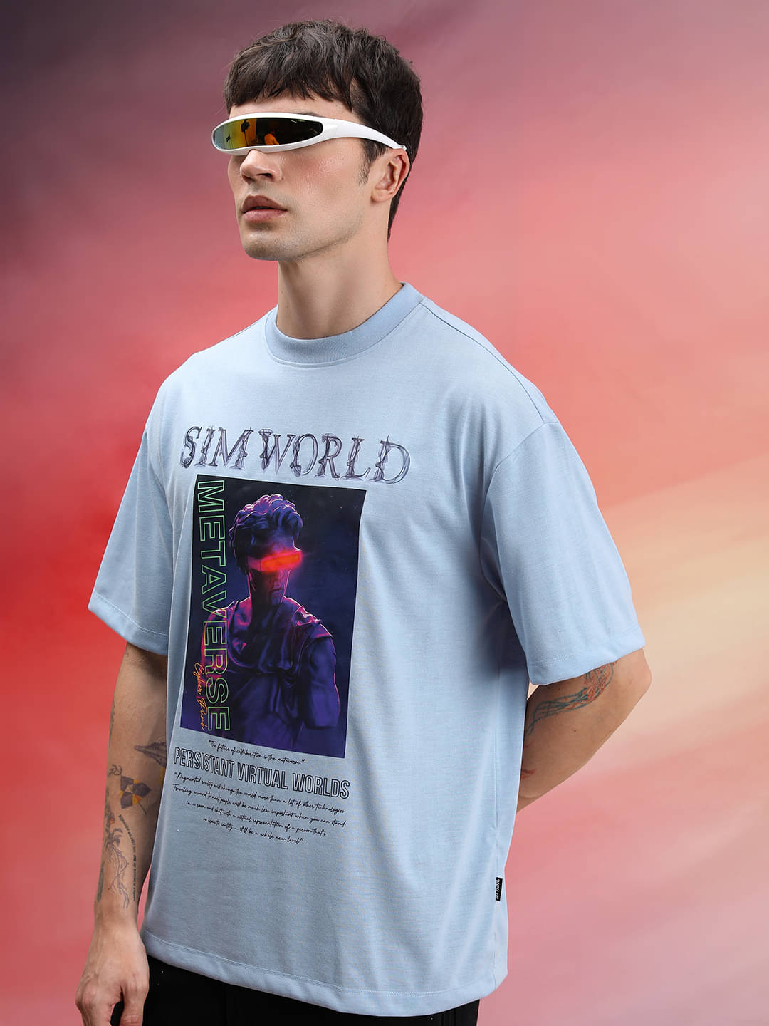 Highlander Men Polyester Oversized Fit Printed T-Shirt ( Blue ) Highlander Men Polyester Oversized Fit Printed T-Shirt ( Blue )