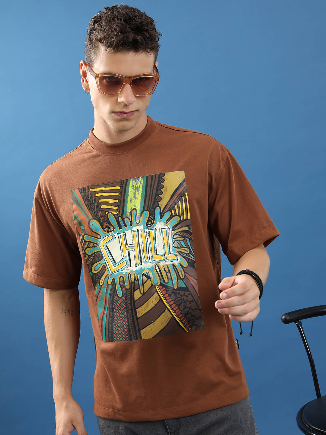 Highlander Men Polyester Oversized Fit Printed T-Shirt ( Brown ) Highlander Men Polyester Oversized Fit Printed T-Shirt ( Brown )