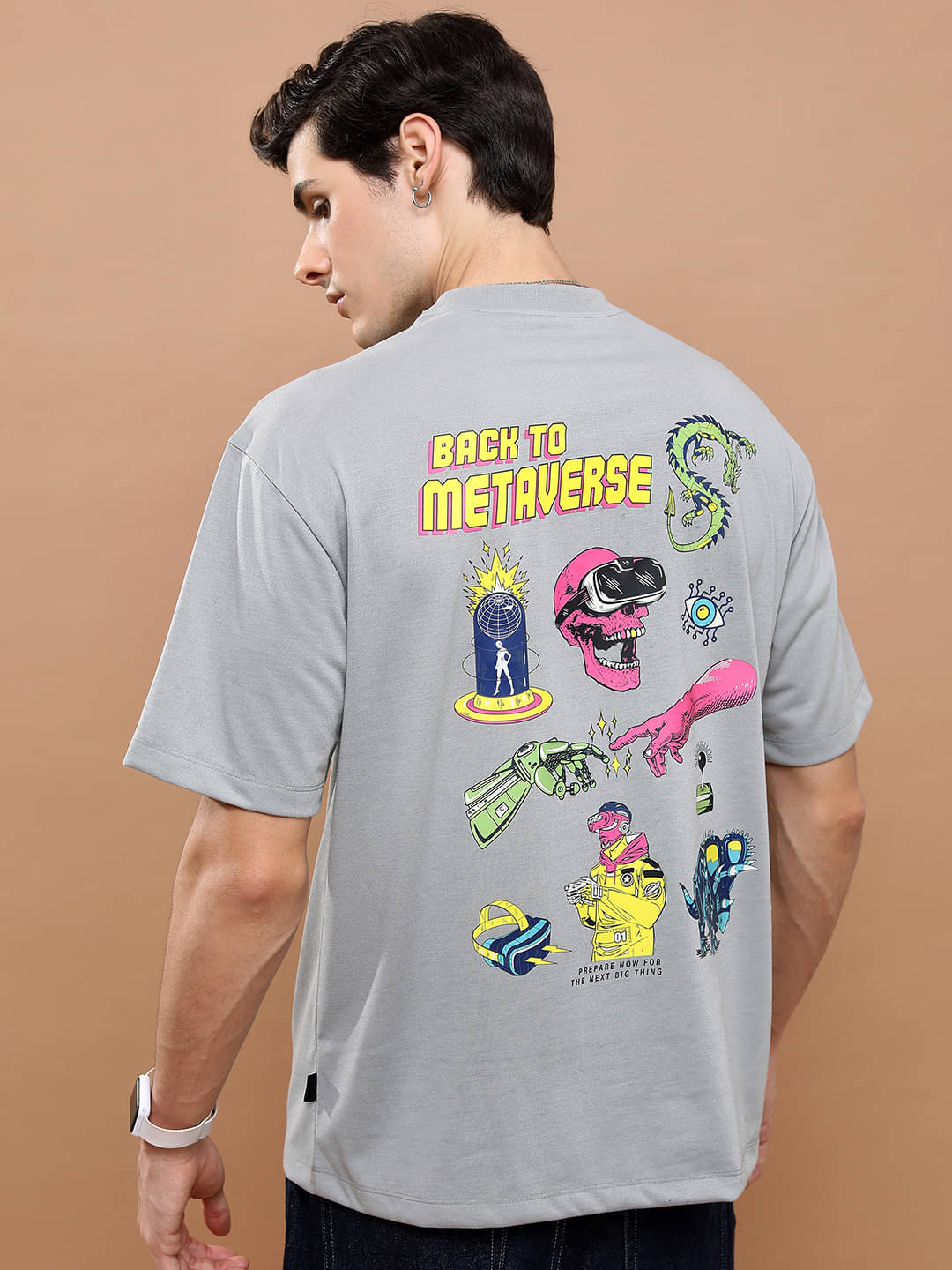     			Highlander Men Polyester Oversized Fit Printed T-Shirt ( Light Grey )
