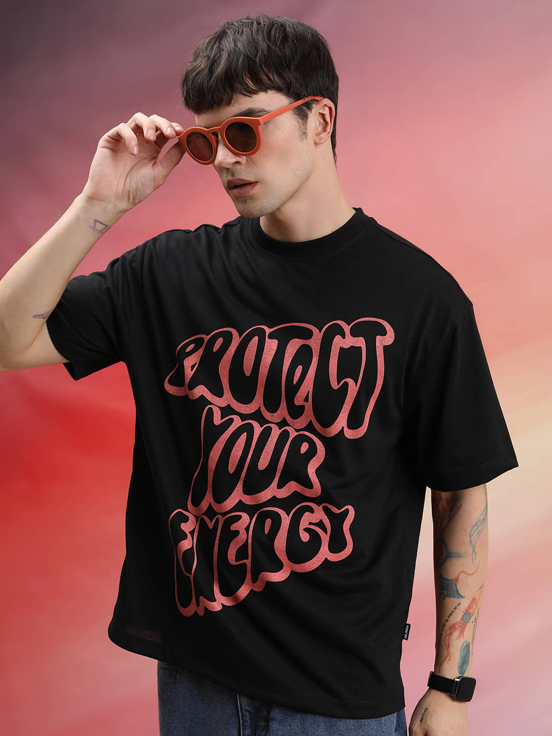     			Highlander Men Polyester Oversized Fit Printed T-Shirt ( Black )