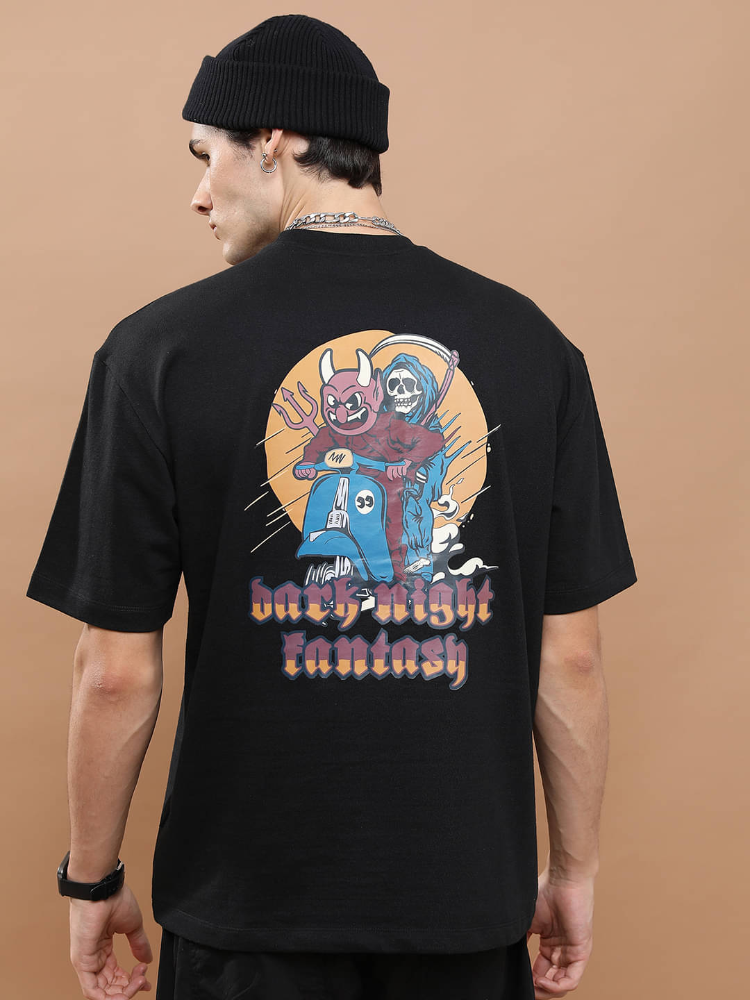     			Highlander Men Polyester Oversized Fit Printed T-Shirt ( Black )