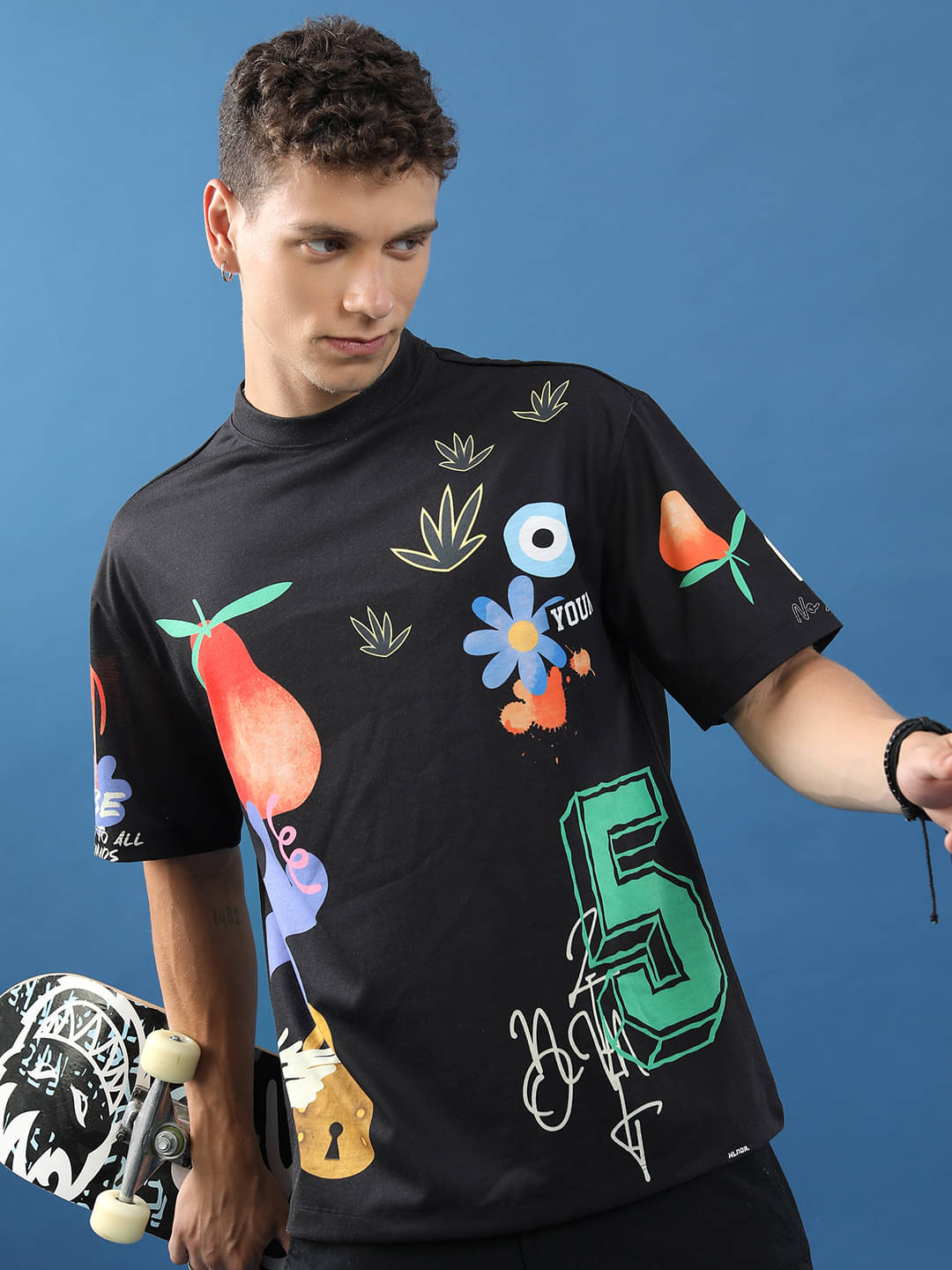 Highlander Men Polyester Oversized Fit Printed T-Shirt ( Black ) Highlander Men Polyester Oversized Fit Printed T-Shirt ( Black )