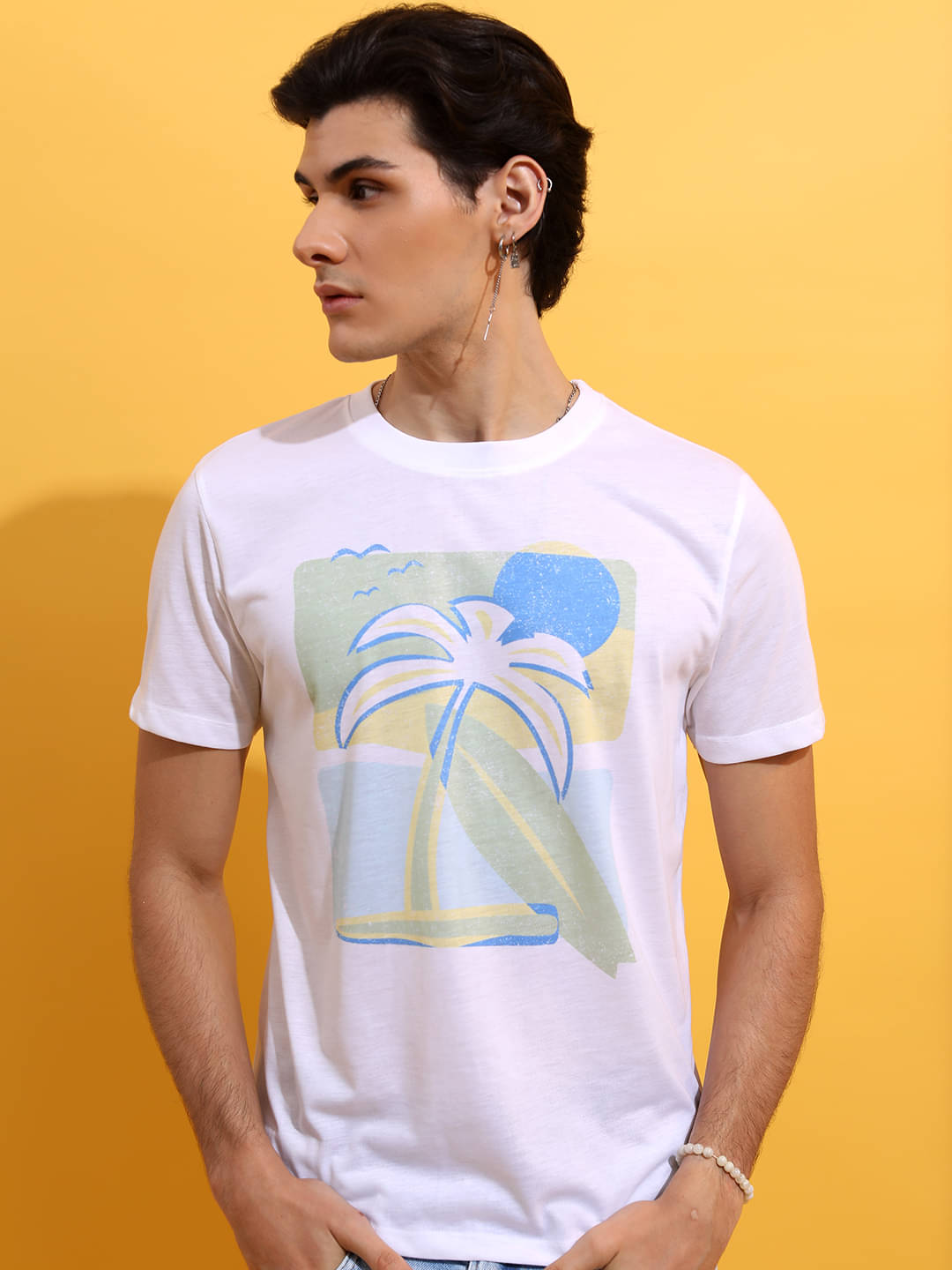 Highlander Men Polyester Relaxed Fit Printed T-Shirt ( White ) Highlander Men Polyester Relaxed Fit Printed T-Shirt ( White )