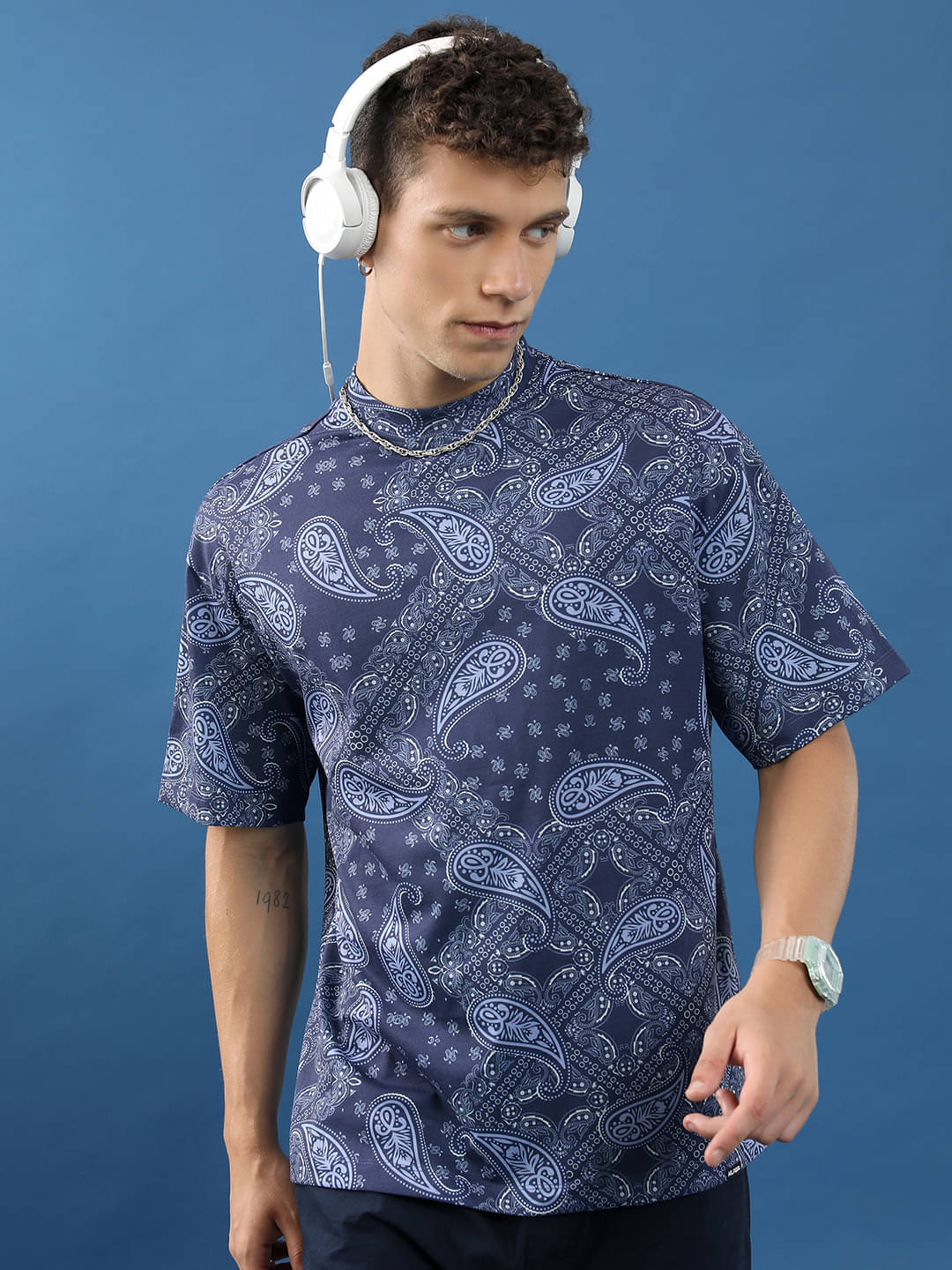 Highlander Men Polyester Slim Fit Printed T-Shirt ( Blue ) Highlander Men Polyester Slim Fit Printed T-Shirt ( Blue )