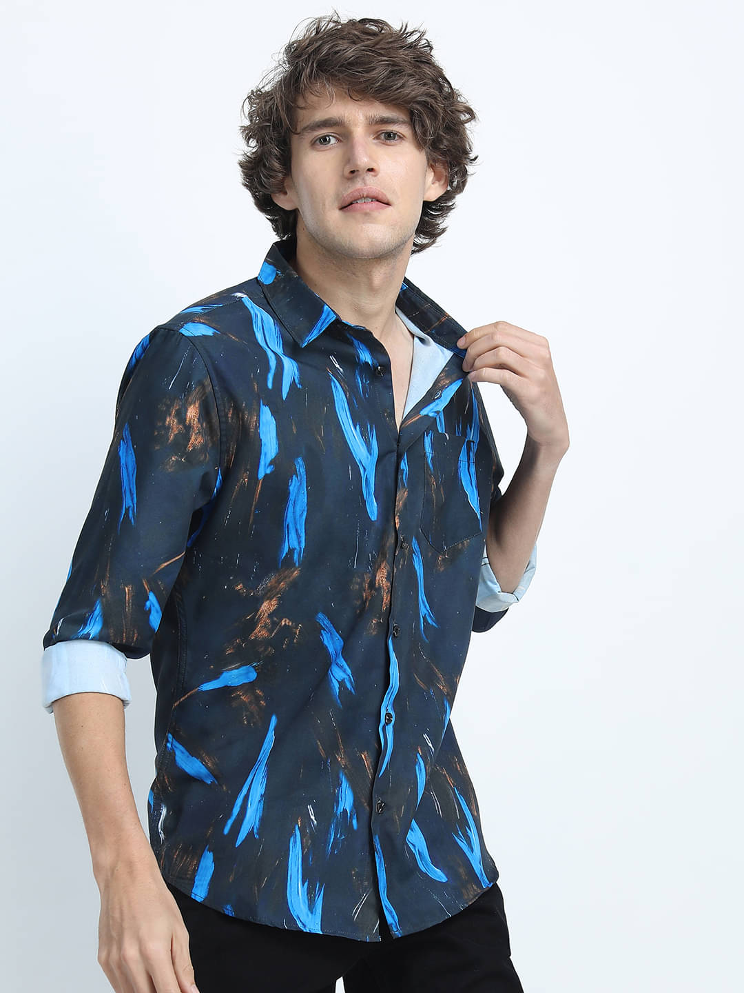    			Highlander Polyester Slim Fit Printed Full Sleeves Men's Casual Shirt - Multi ( Pack of 1 )