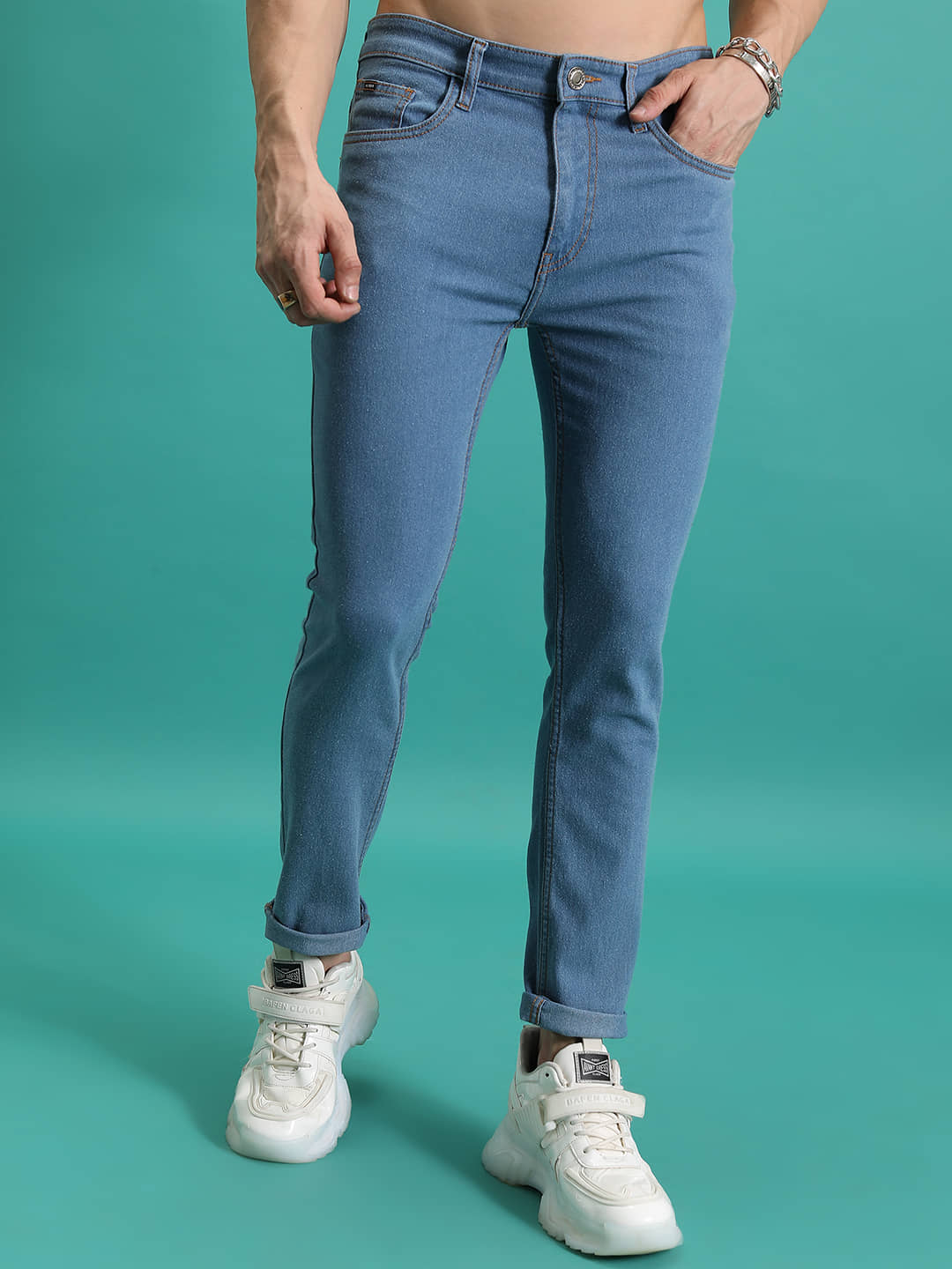 Highlander Slim Fit Clean Look Men's Jeans - Light Blue ( Pack of 1 ) - Jeans | Buy online on ZillyBuy
