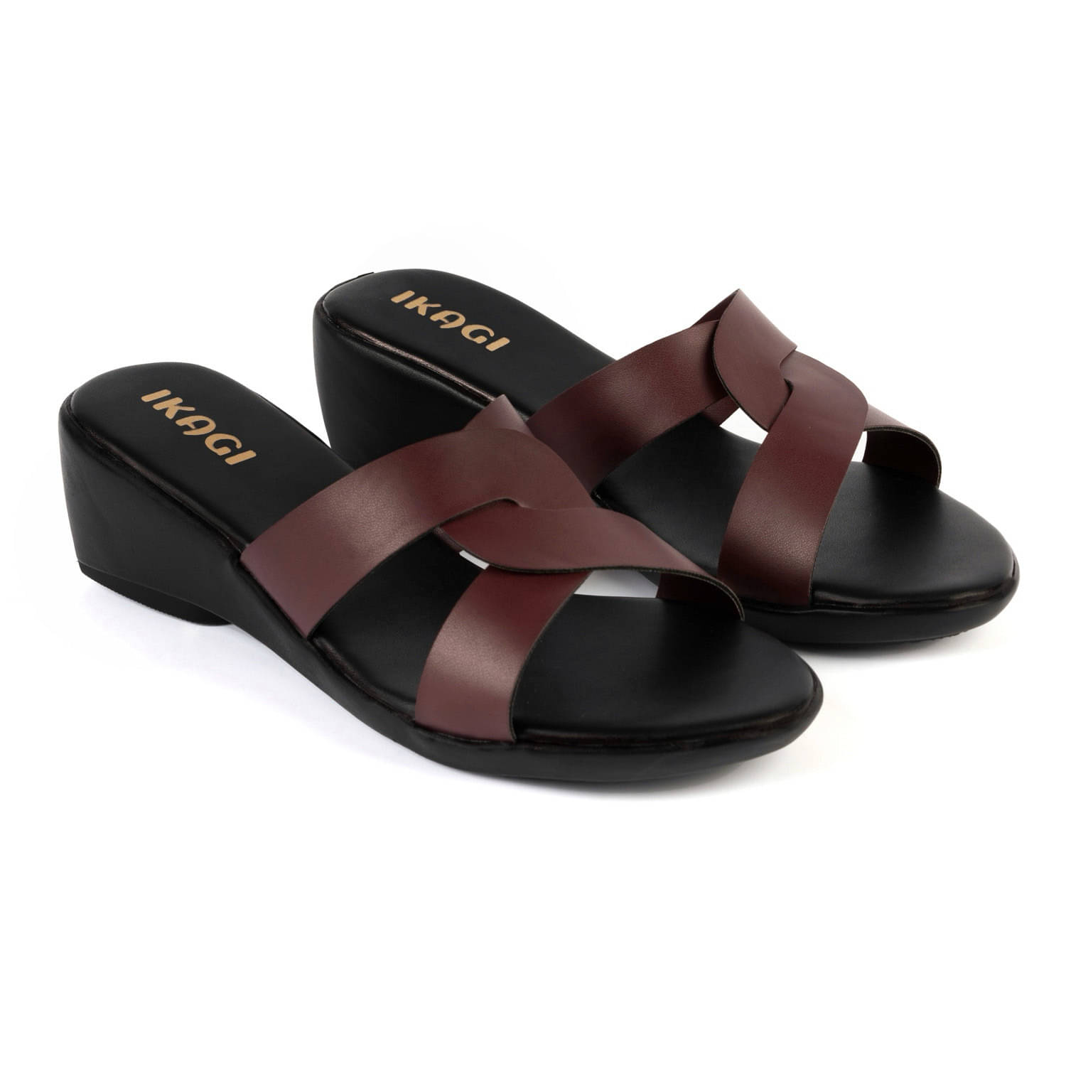     			IKAGI Wine Women's Slip On Heels