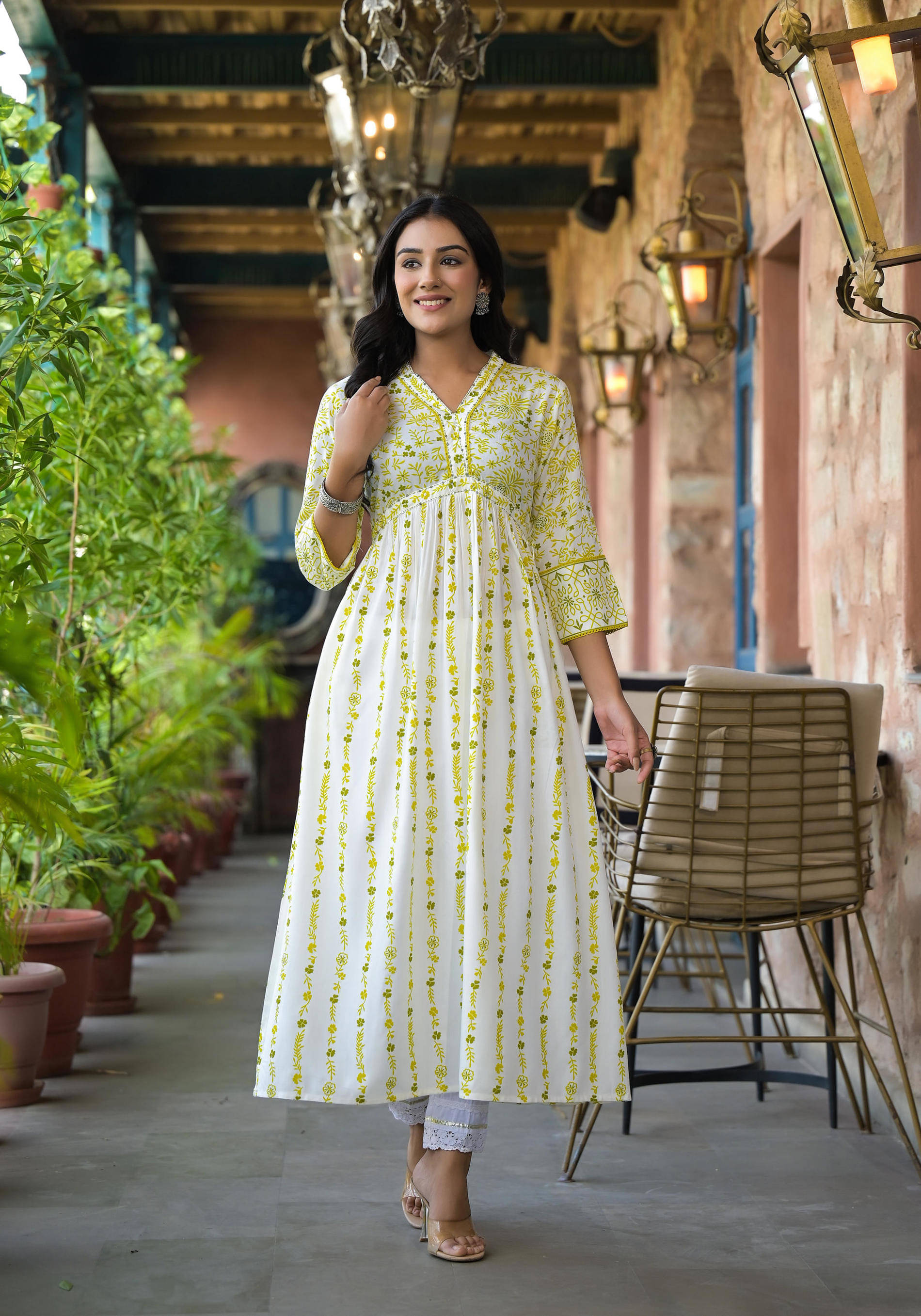 Juniper Women Viscose Printed Ethnic Dress ( Off White ) Juniper Women Viscose Printed Ethnic Dress ( Off White )