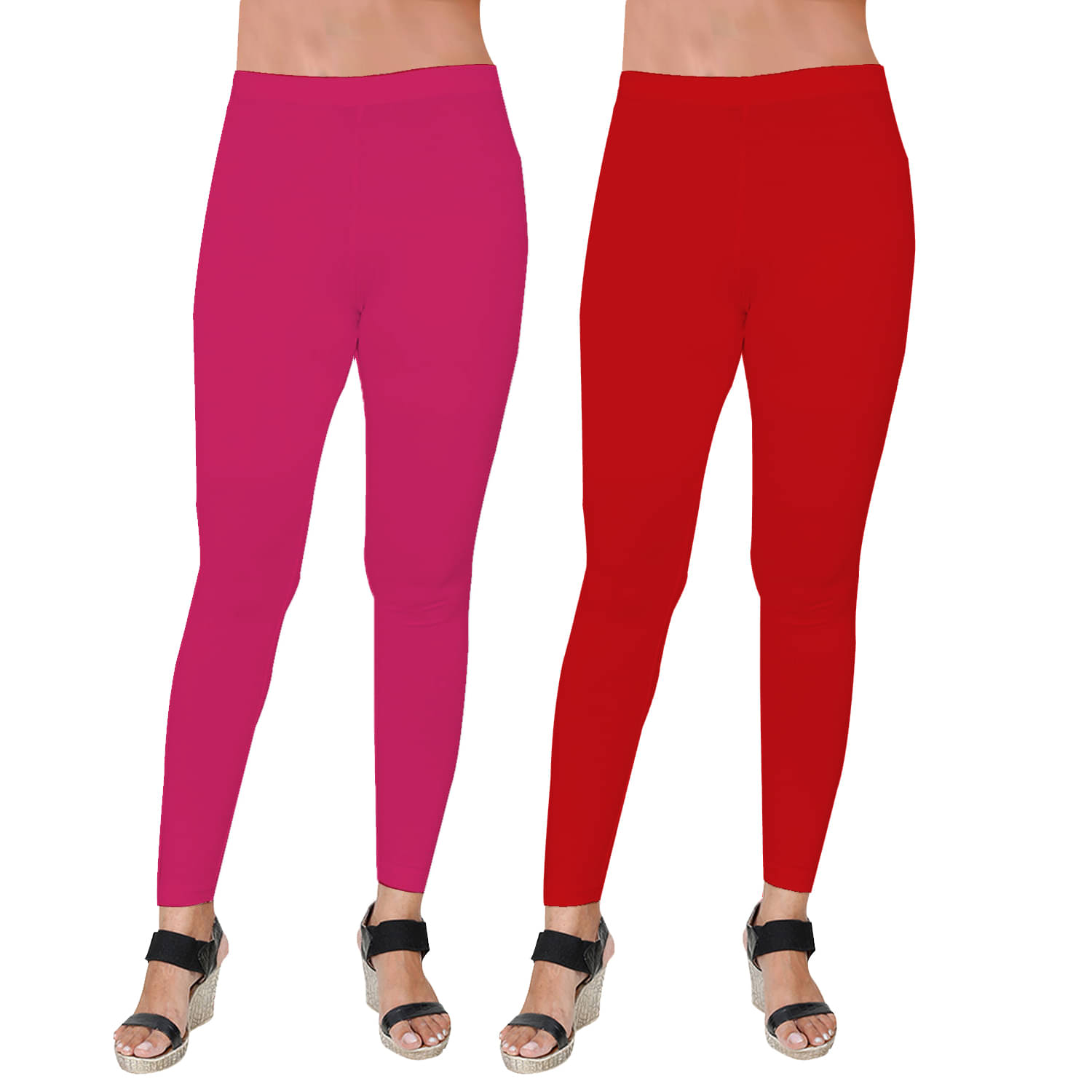     			LW FASHION CLUB Pack of 2 Cotton Women's Leggings ( Pink,Red )
