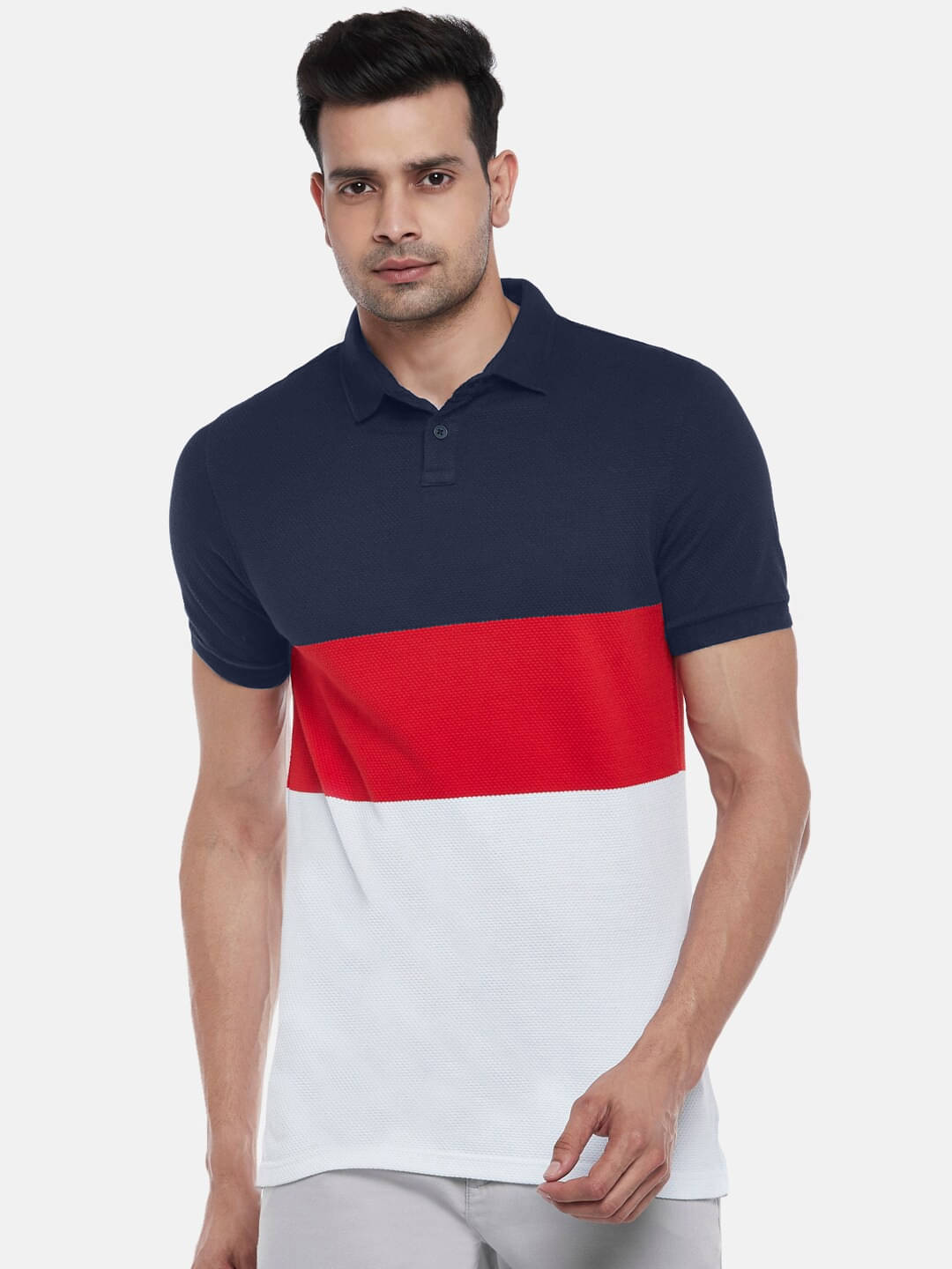 Leotude Men Cotton Blend Regular Fit Colorblock Polo T Shirt ( Navy ) Leotude Men Cotton Blend Regular Fit Colorblock Polo T Shirt ( Navy )