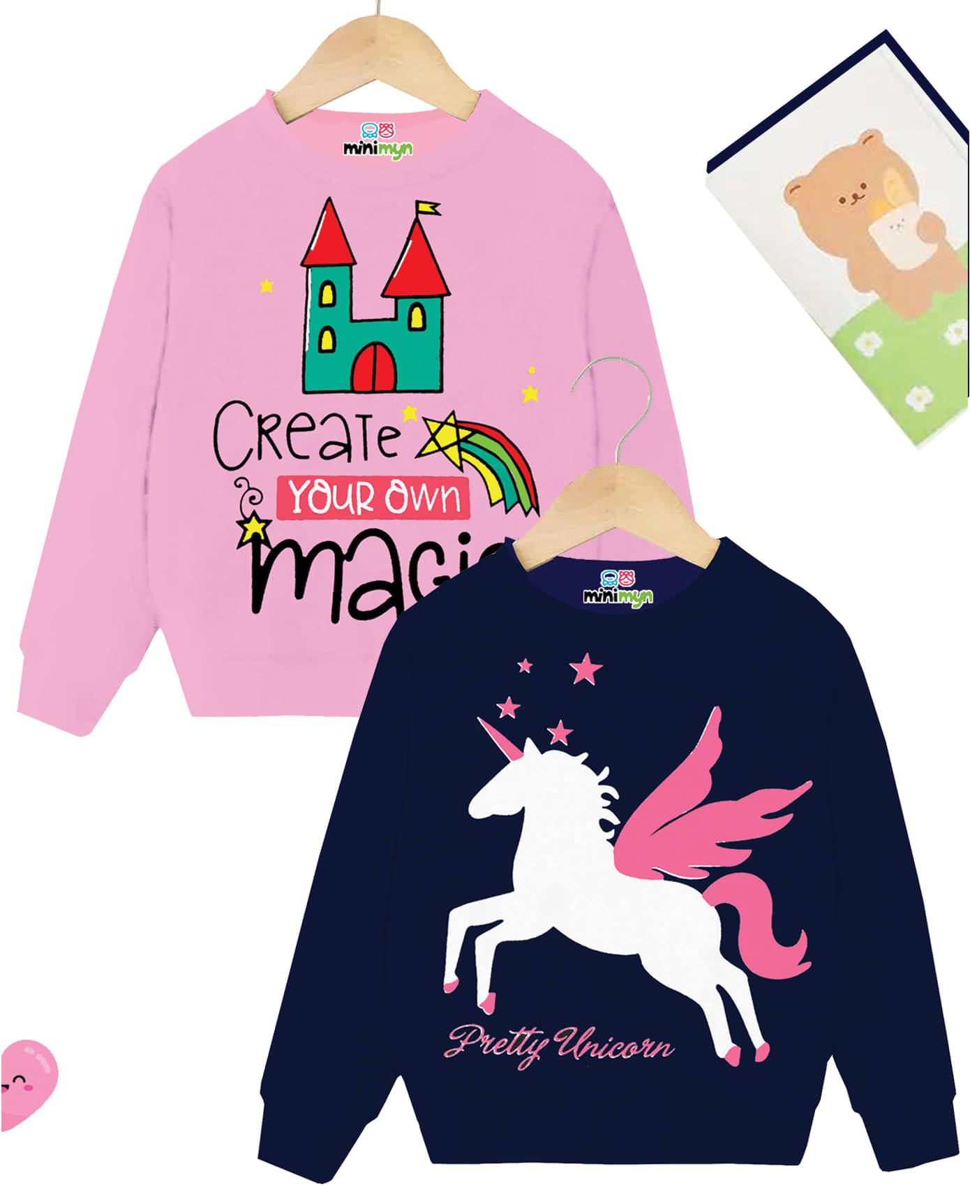     			MINI MYN Pack of 2 Girls Fleece Sweatshirt ( Navy )
