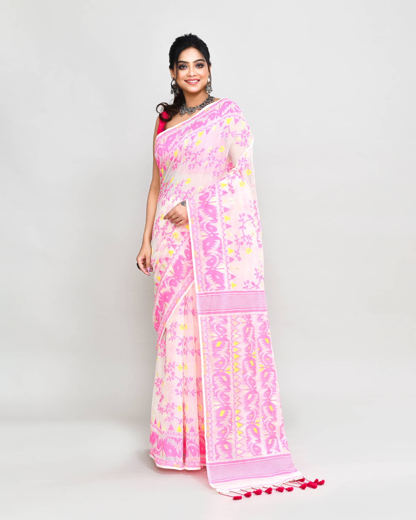     			PIYARI FASHION Cotton Silk Woven Jamdani Saree Without Blouse Piece ( Off White )