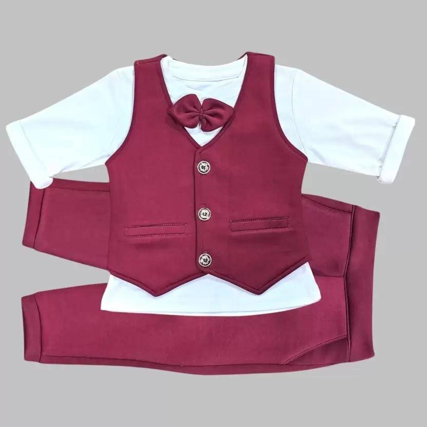     			Ramiaaz Pack of 1 Baby Boys Cotton Blend Shirt & Pants Set ( Maroon )