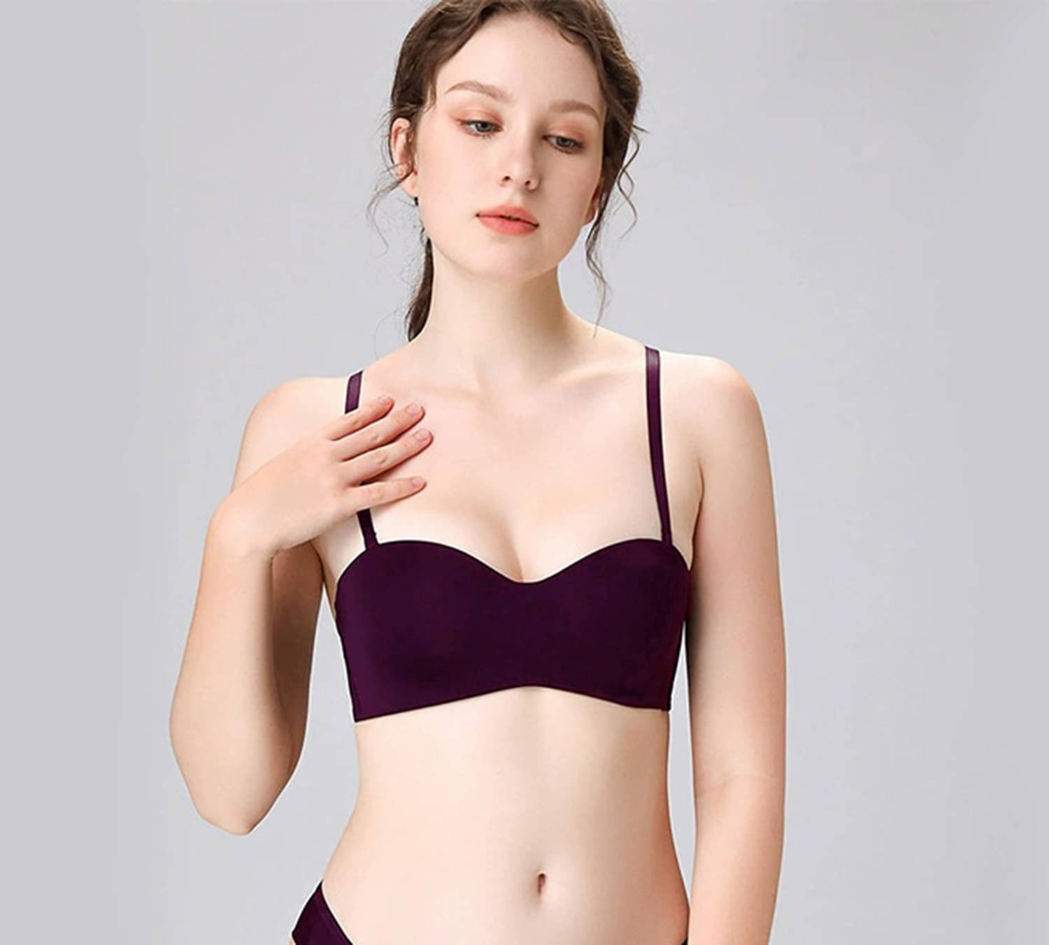 TESMEZY Pack of 1 Nylon Lightly Padded Push Up Bra For Women ( Purple ) TESMEZY Pack of 1 Nylon Lightly Padded Push Up Bra For Women ( Purple )