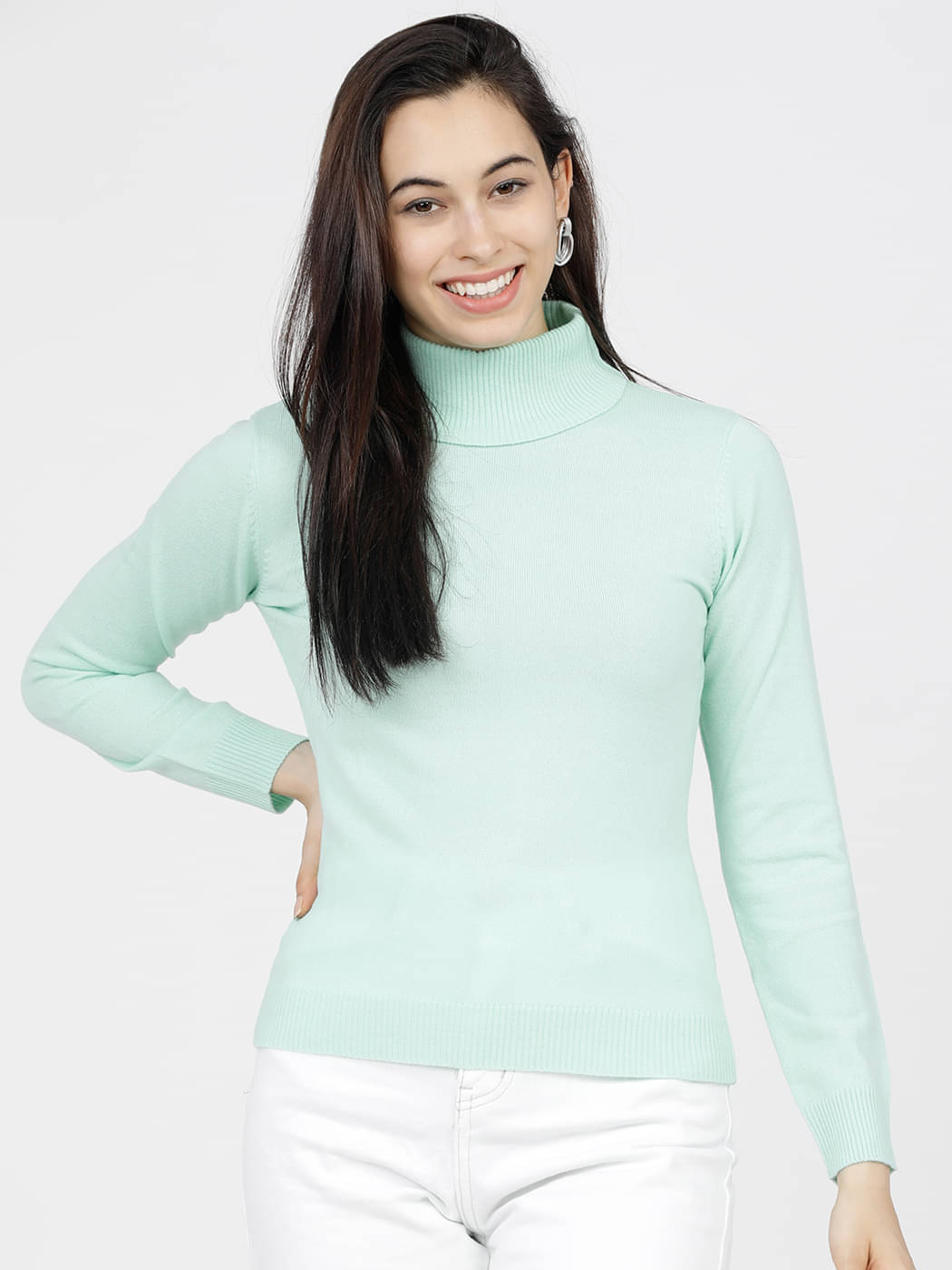 Tokyo Talkies Acrylic Regular Collar Women's Pullovers - Green (Pack of 1) Tokyo Talkies Acrylic Regular Collar Women's Pullovers - Green (Pack of 1)