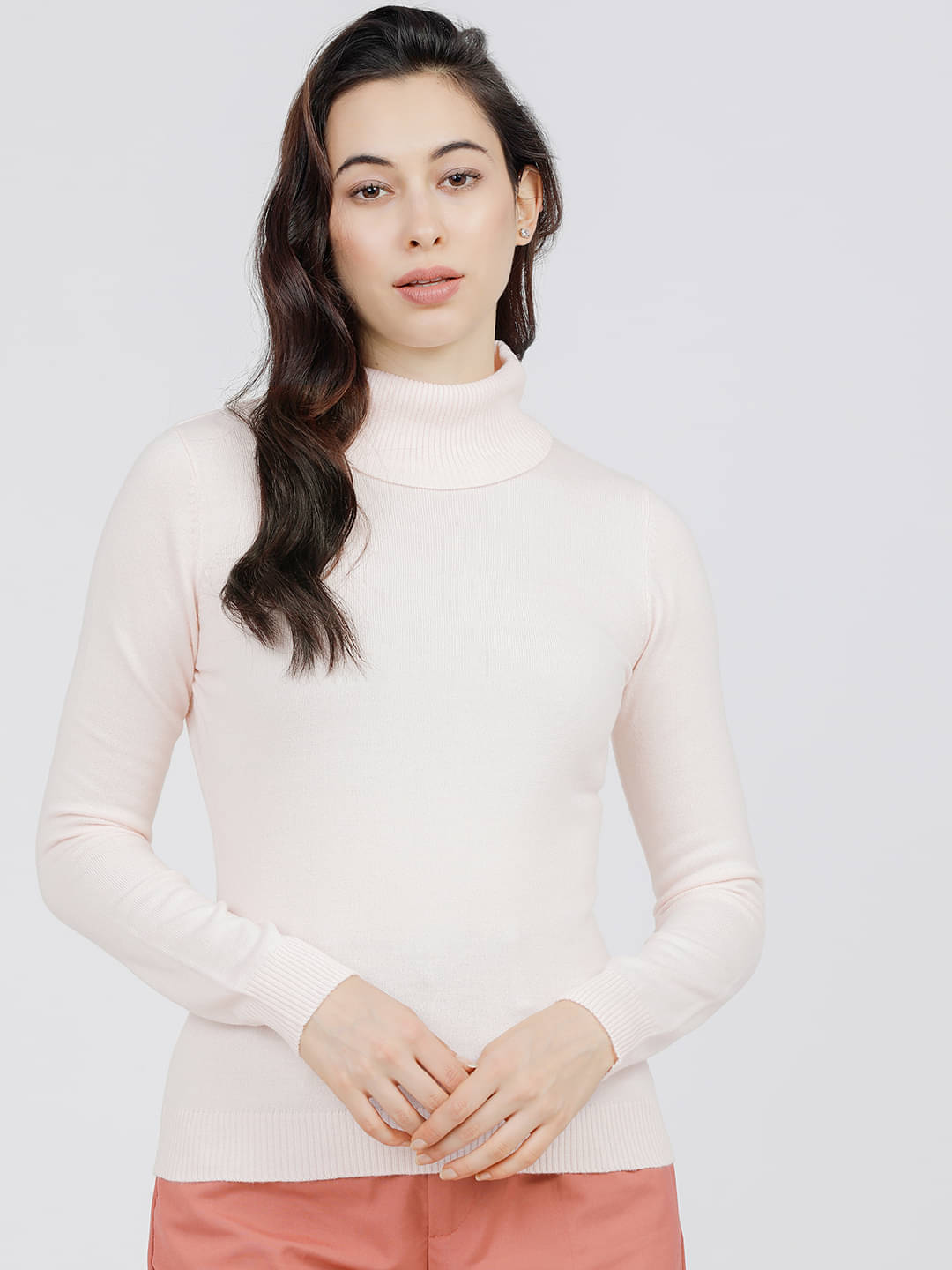 Tokyo Talkies Acrylic Regular Collar Women's Pullovers - Pink (Pack of 1) Tokyo Talkies Acrylic Regular Collar Women's Pullovers - Pink (Pack of 1)