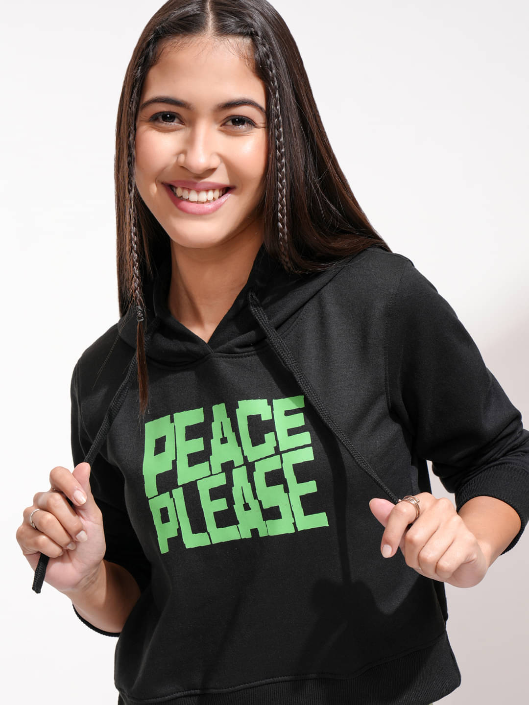     			Tokyo Talkies Cotton Blend Women's Hooded Sweatshirt ( Black )