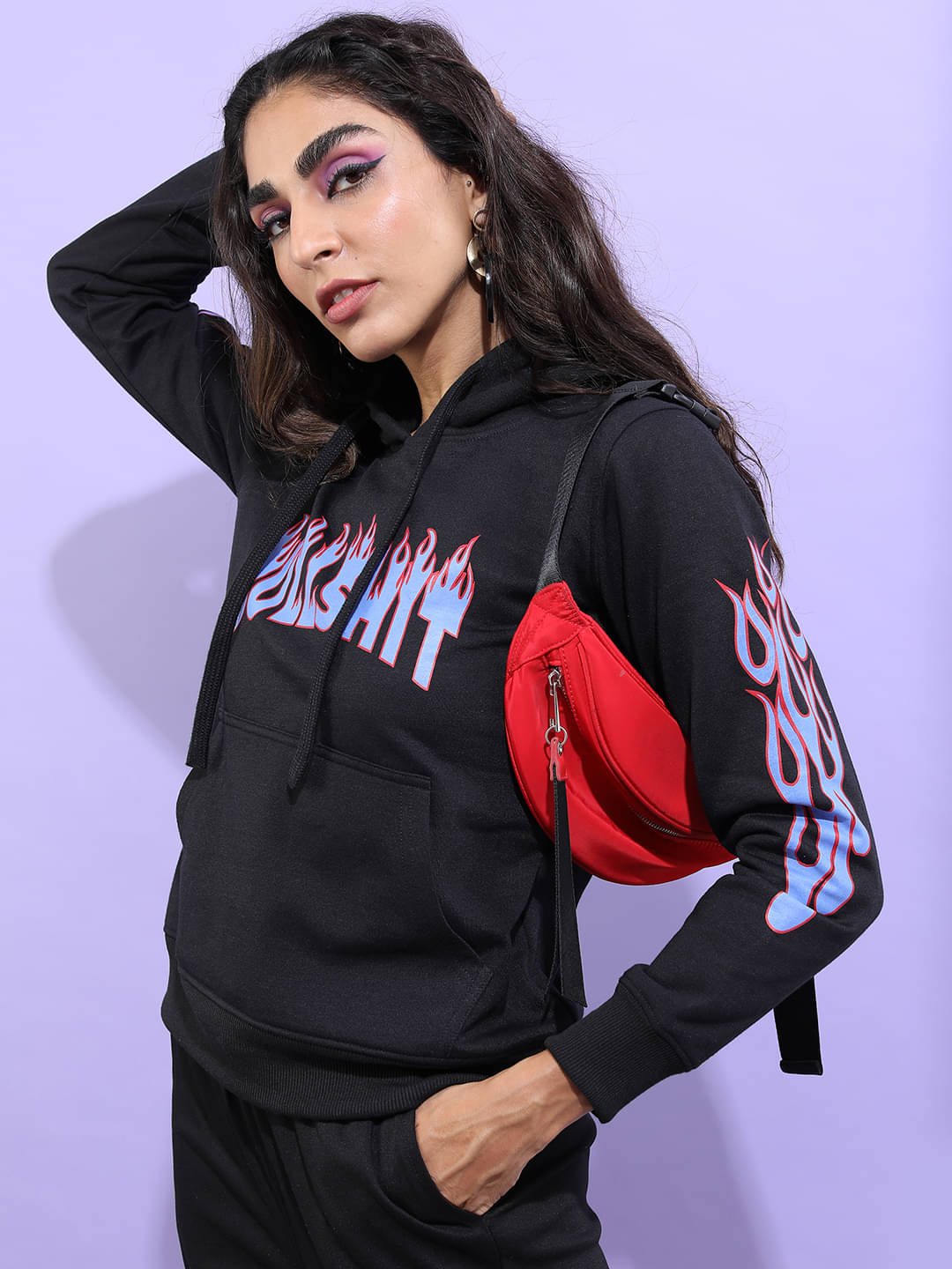     			Tokyo Talkies Cotton Blend Women's Hooded Sweatshirt ( Black )