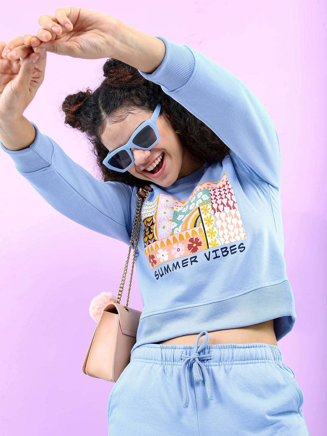 Tokyo Talkies Women Cotton Blend Sweatshirt ( Blue ) Tokyo Talkies Women Cotton Blend Sweatshirt ( Blue )