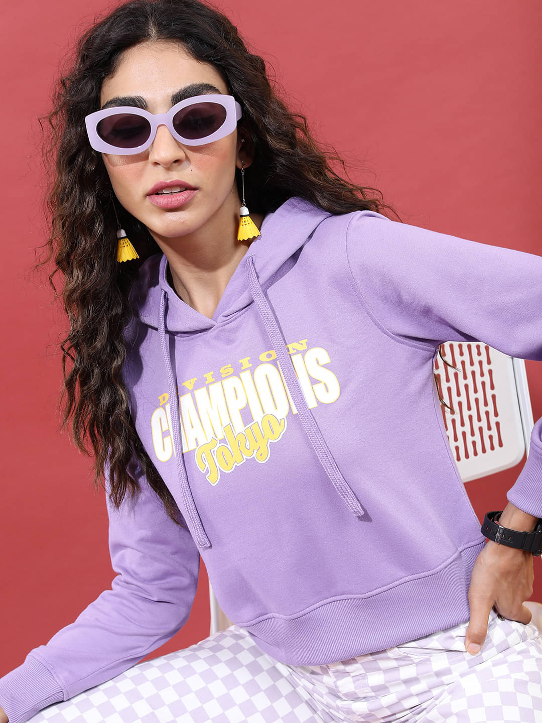     			Tokyo Talkies Cotton Blend Women's Hooded Sweatshirt ( Purple )