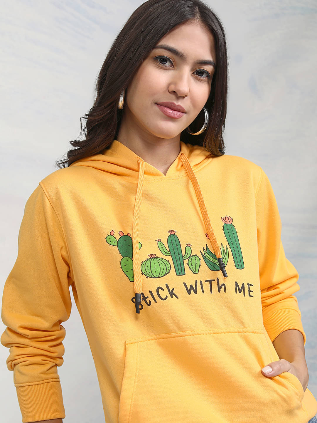 Tokyo Talkies Cotton Blend Women's Hooded Sweatshirt ( Yellow ) Tokyo Talkies Cotton Blend Women's Hooded Sweatshirt ( Yellow )