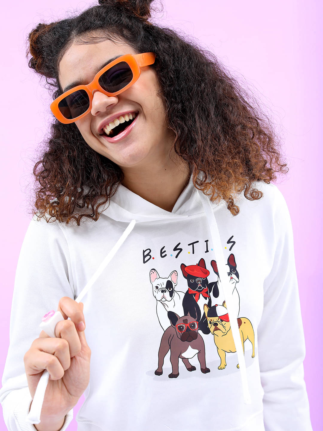 Tokyo Talkies Cotton Blend Women's Hooded Sweatshirt ( White ) Tokyo Talkies Cotton Blend Women's Hooded Sweatshirt ( White )