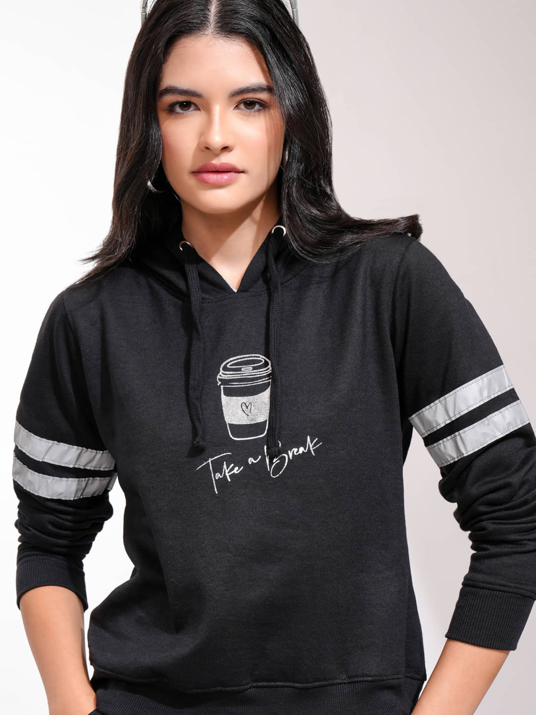 Tokyo Talkies Cotton Blend Women's Hooded Sweatshirt ( Multi Color ) Tokyo Talkies Cotton Blend Women's Hooded Sweatshirt ( Multi Color )