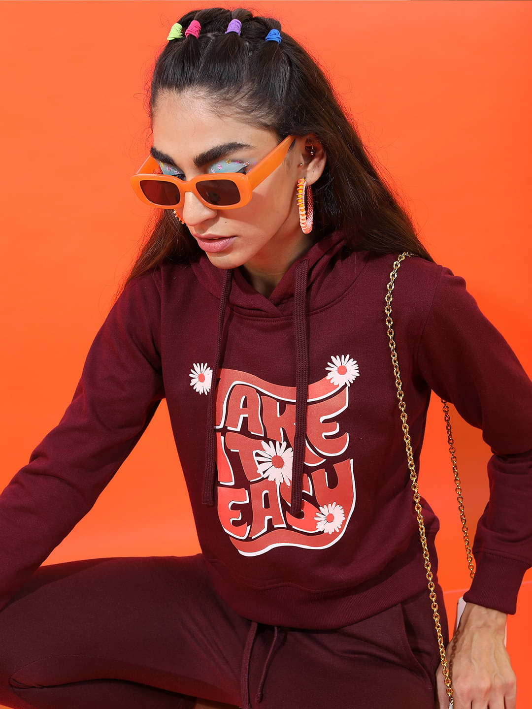    			Tokyo Talkies Cotton Blend Women's Hooded Sweatshirt ( Multi Color )