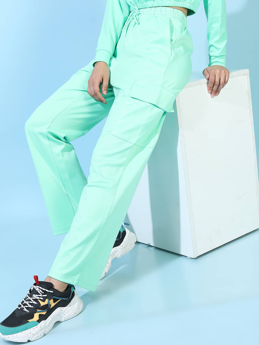     			Tokyo Talkies Pack of 1 Polyester Regular Women's Casual Pants ( Green )