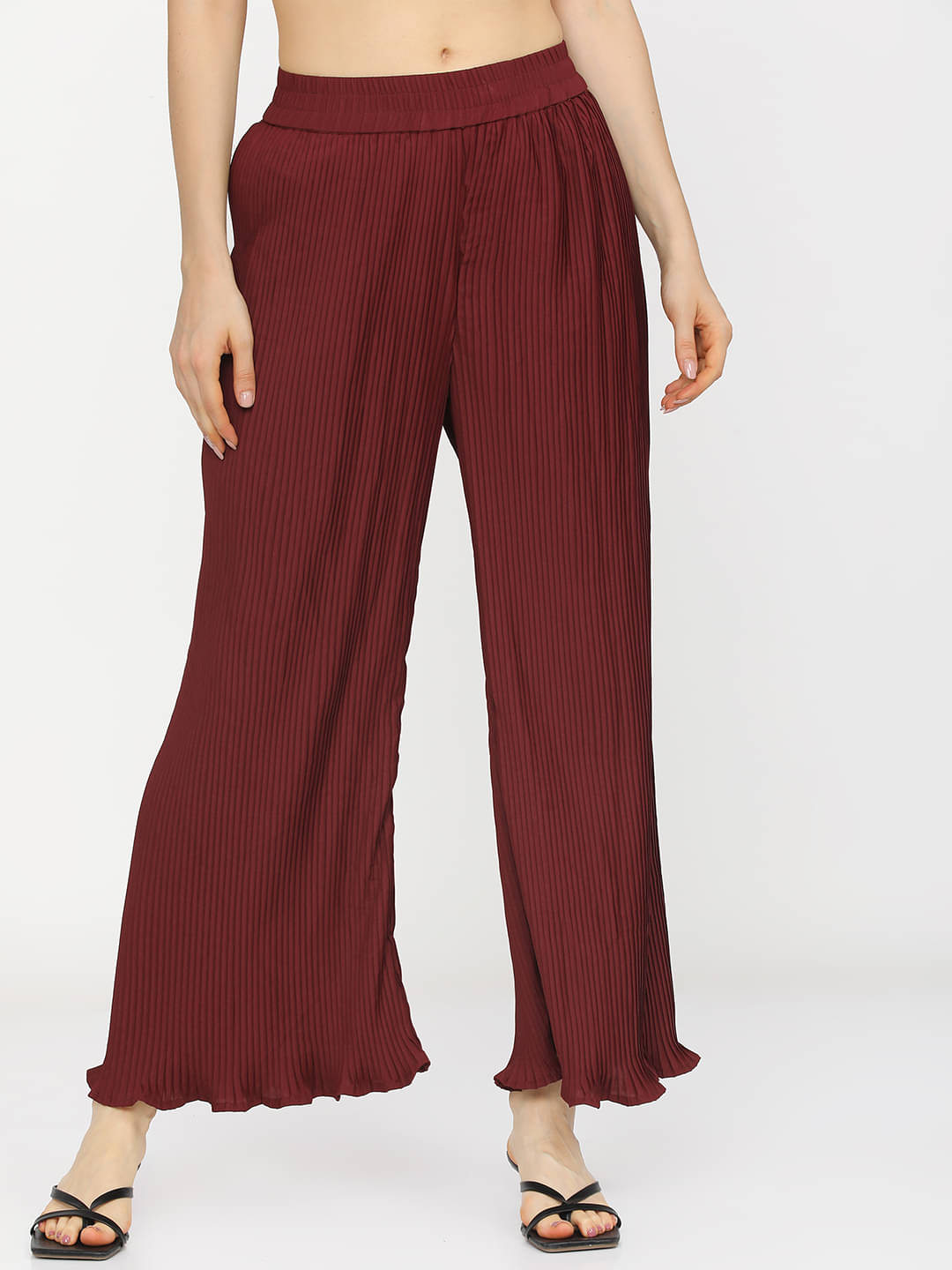     			Tokyo Talkies Pack of 1 Polyester Regular Women's Casual Pants ( Maroon )